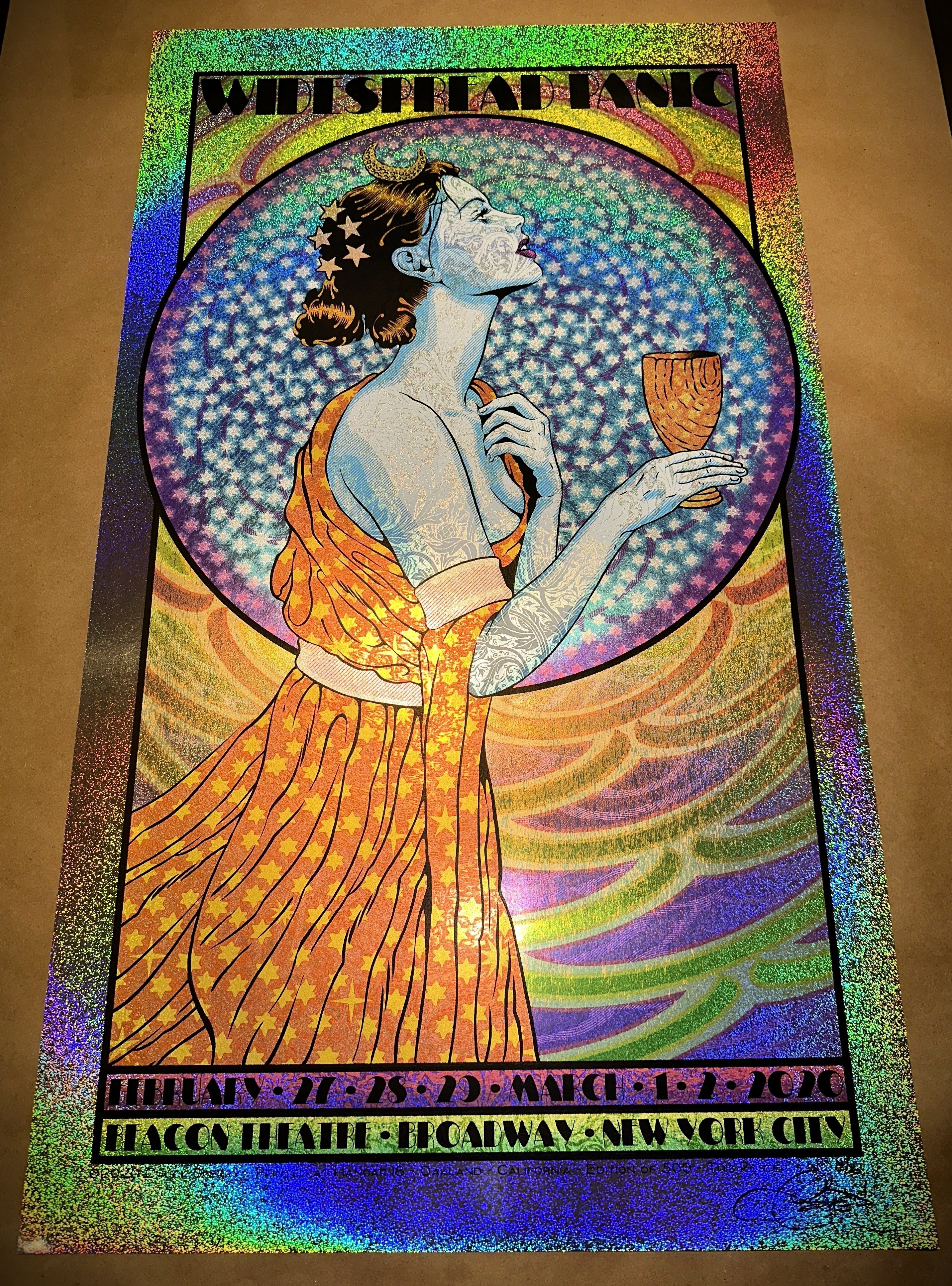 Widespread Panic 2020 New York City Limited Edition Signed & Numbered Concert Poster - Sparkle Foil Variant - Chuck Sperry