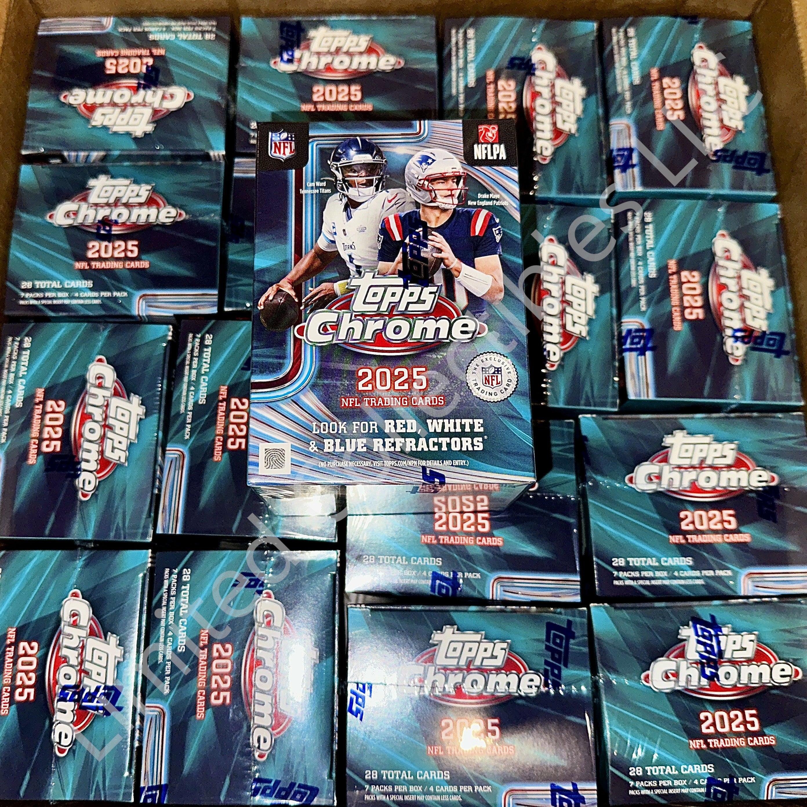 2025 Topps Chrome NFL Football Hobby Value Blaster Box Front – Limited Collectibles