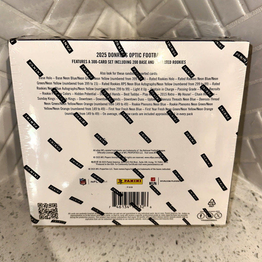 2025 Panini Donruss Optic Football Hobby Preferred Box Rear UPC Barcode