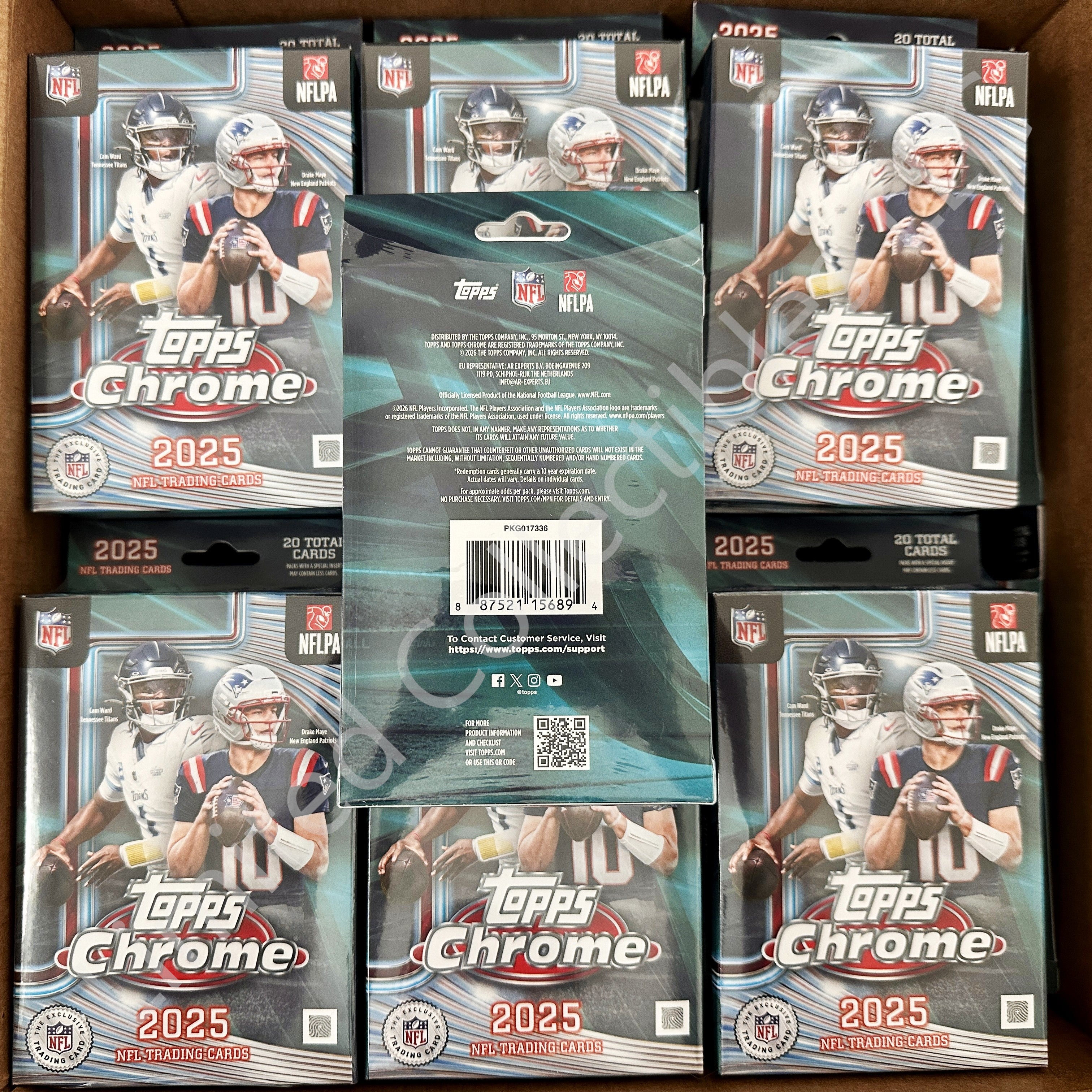 2025 Topps Chrome NFL Football Hobby Hanger Box Rear UPC Barcode – Limited Collectibles