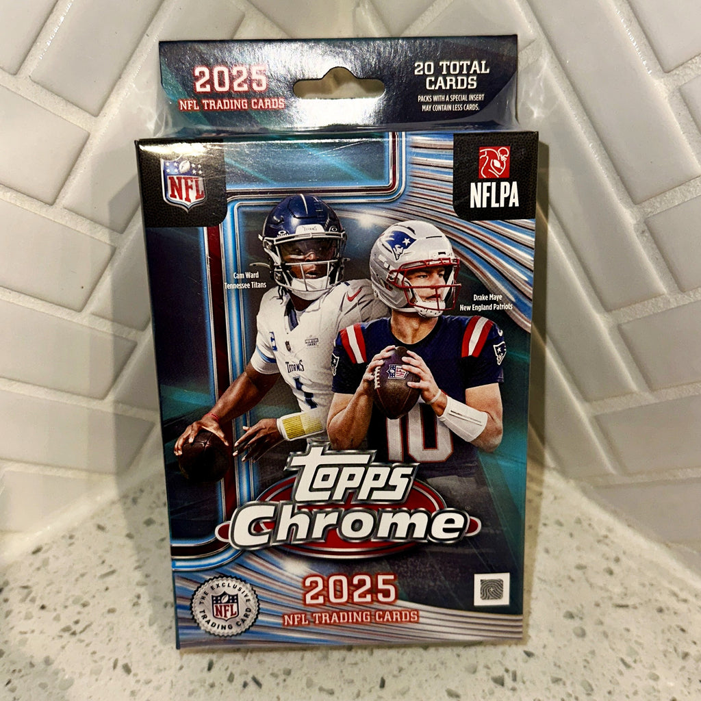 2025 Topps Chrome NFL Football Hobby Hanger Box Single Front