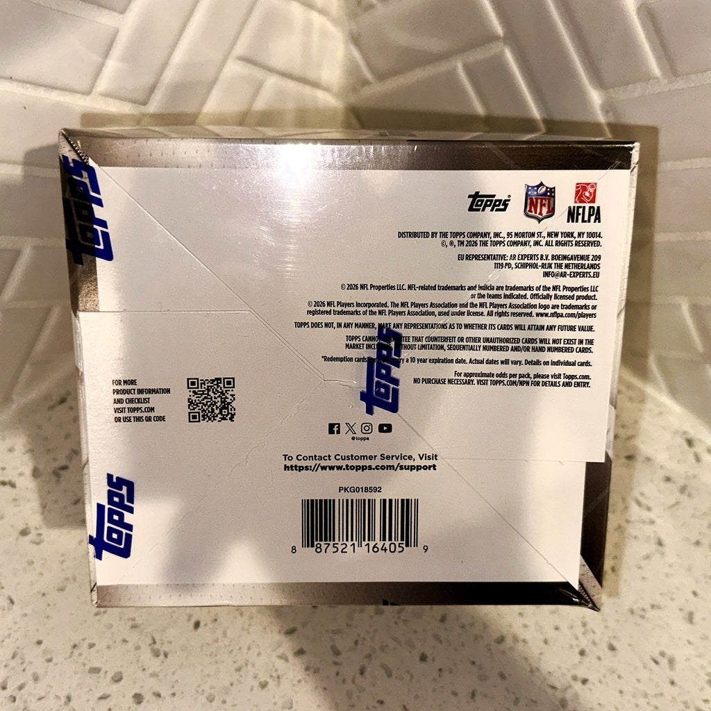 2026 Topps Flagship Football NFL Hobby Jumbo Box Bottom UPC Barcode
