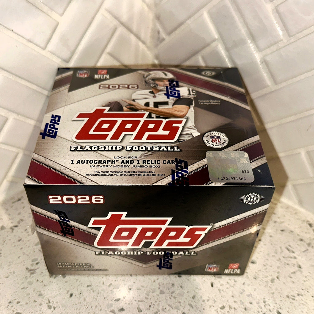 2026 Topps Flagship Football NFL Hobby Jumbo Box Front Top Angle