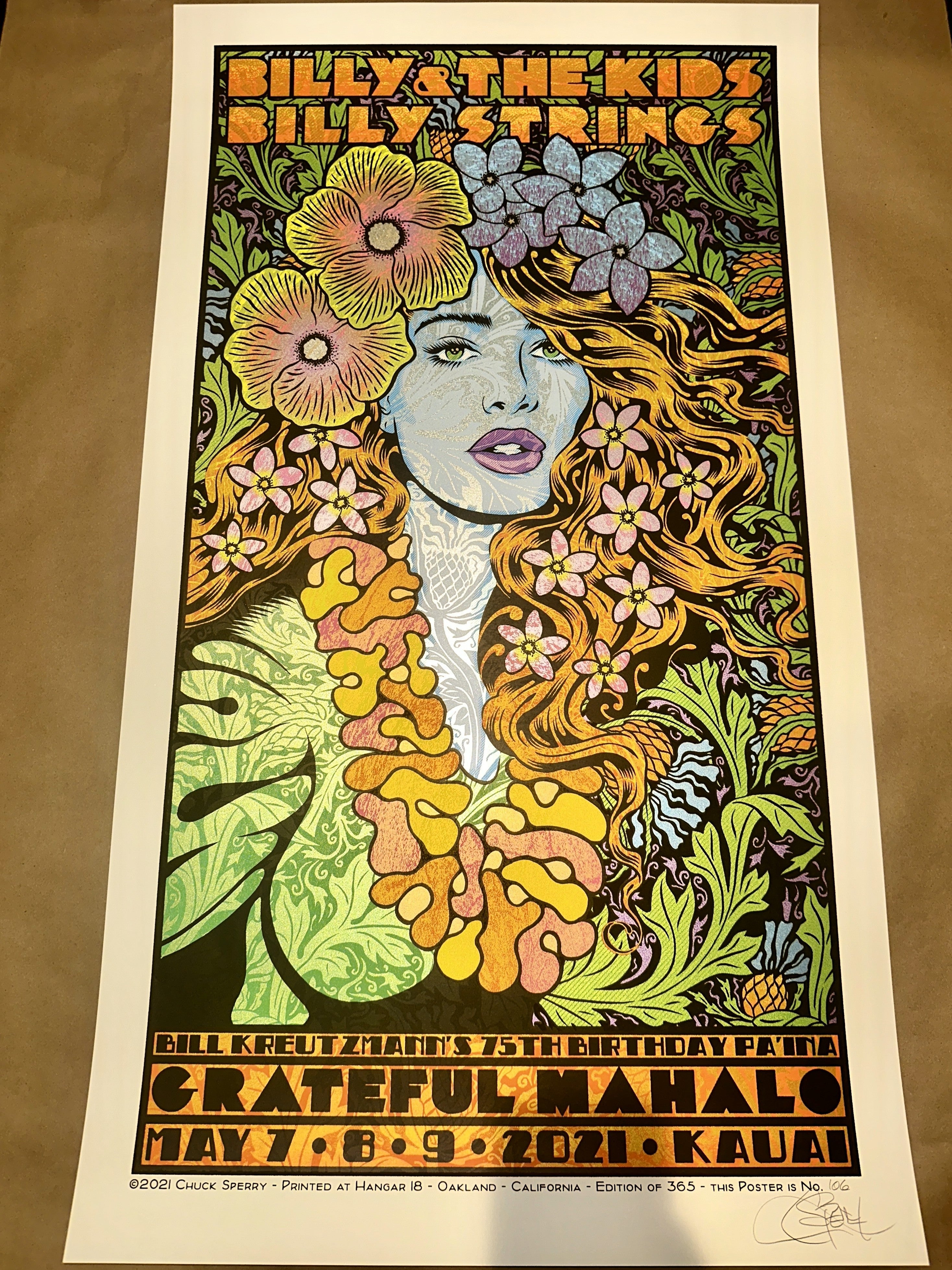 Billy Strings 2021 Grateful Mahalo Kauai Limited Concert Poster Chuck Sperry – Limited Collectibles