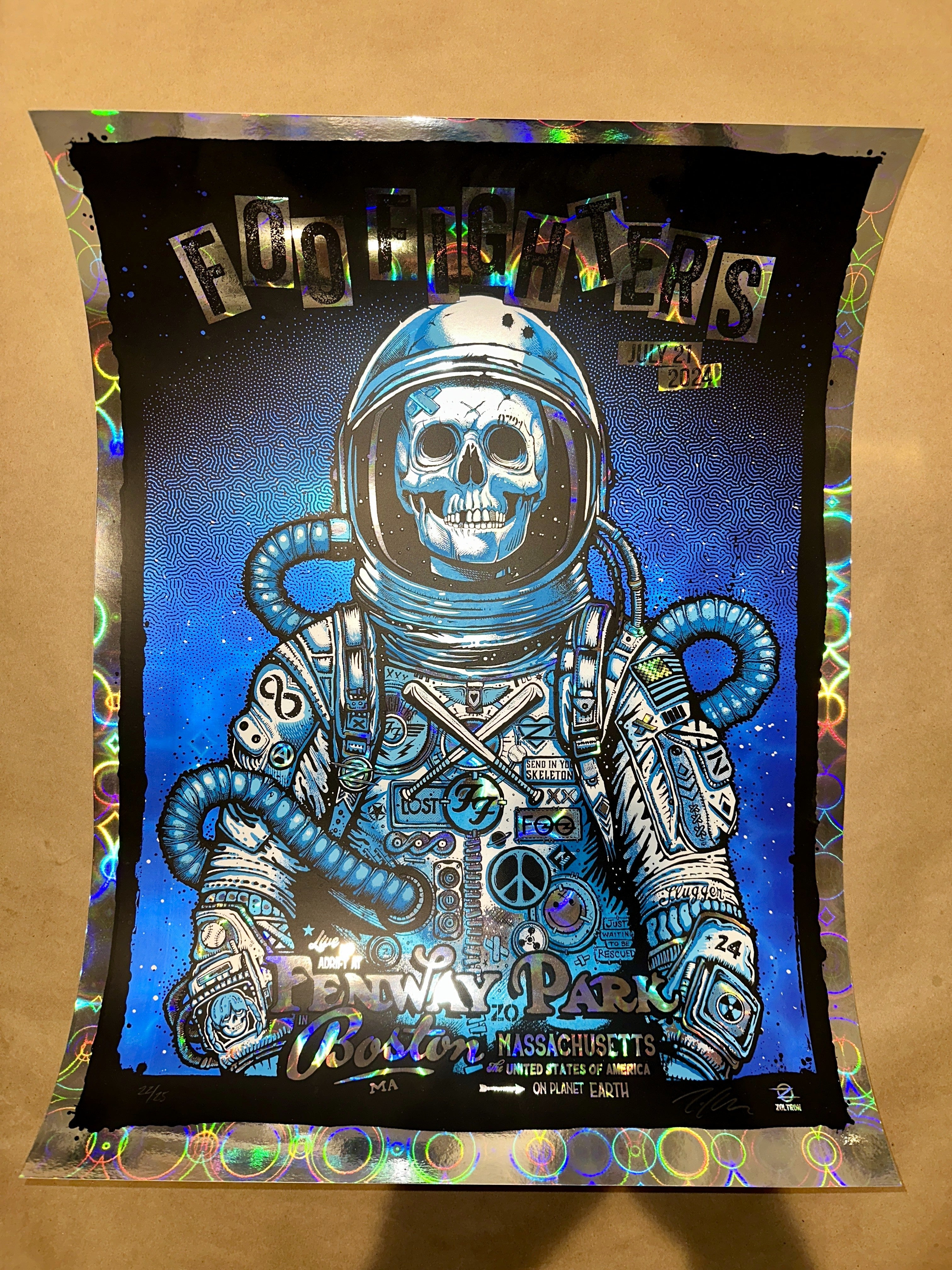 Foo Fighters Boston 2024 Limited Holosphere Foil Variant Concert Poster Zoltron Front – Limited Collectibles