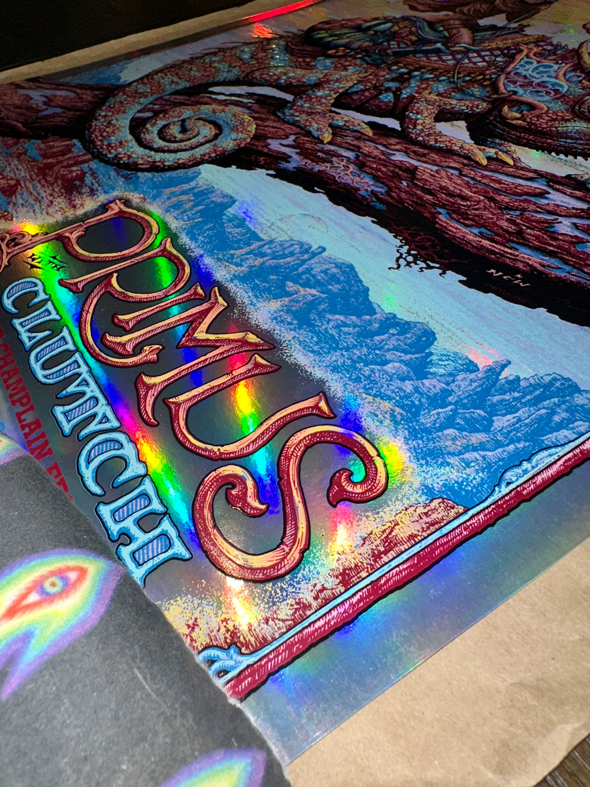 Primus 2017 Burlington Concert Poster Doodled Rainbow Foil Variant NC Winters Up Close Right Side Low – Limited Collectibles