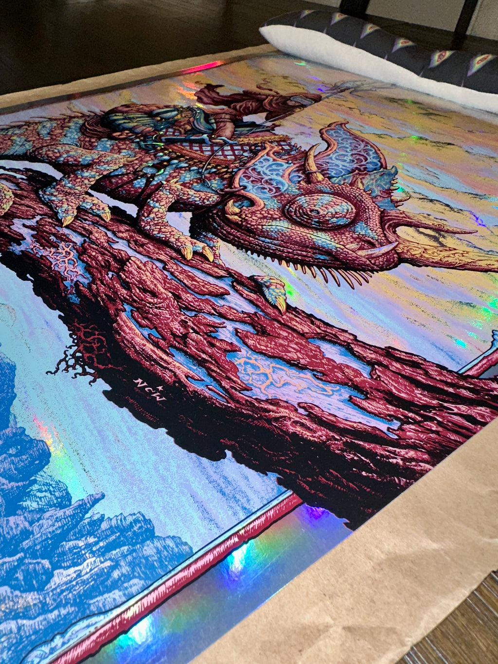 Primus 2017 Burlington Concert Poster Doodled Rainbow Foil Variant NC Winters Up Close Right Side Mid