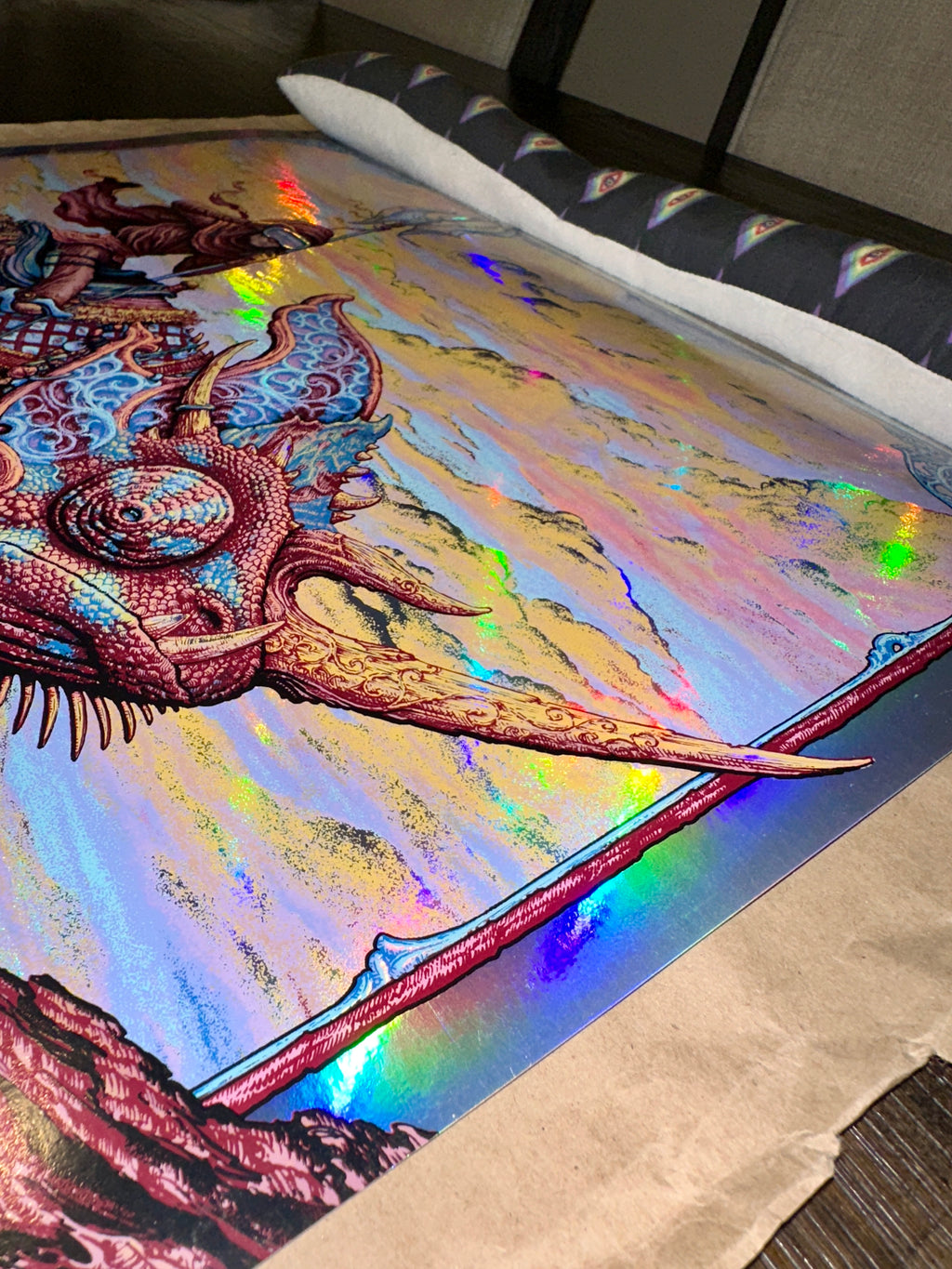 Primus 2017 Burlington Concert Poster Doodled Rainbow Foil Variant NC Winters Up Close Right Side Upper