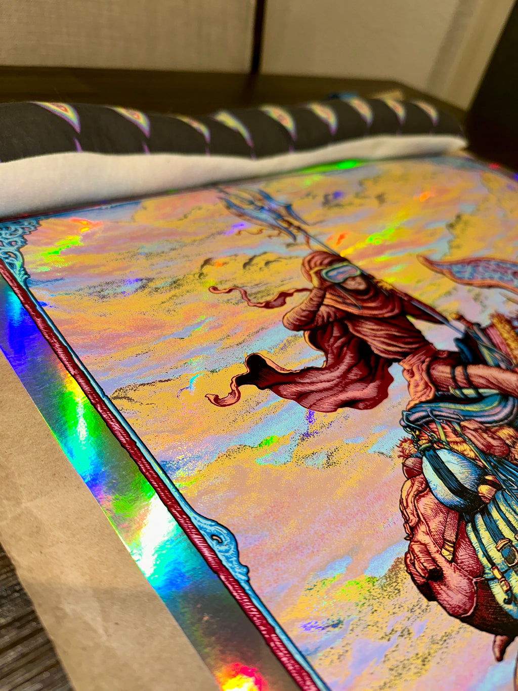 Primus 2017 Burlington Concert Poster Doodled Rainbow Foil Variant NC Winters Up Close Left Side Upper
