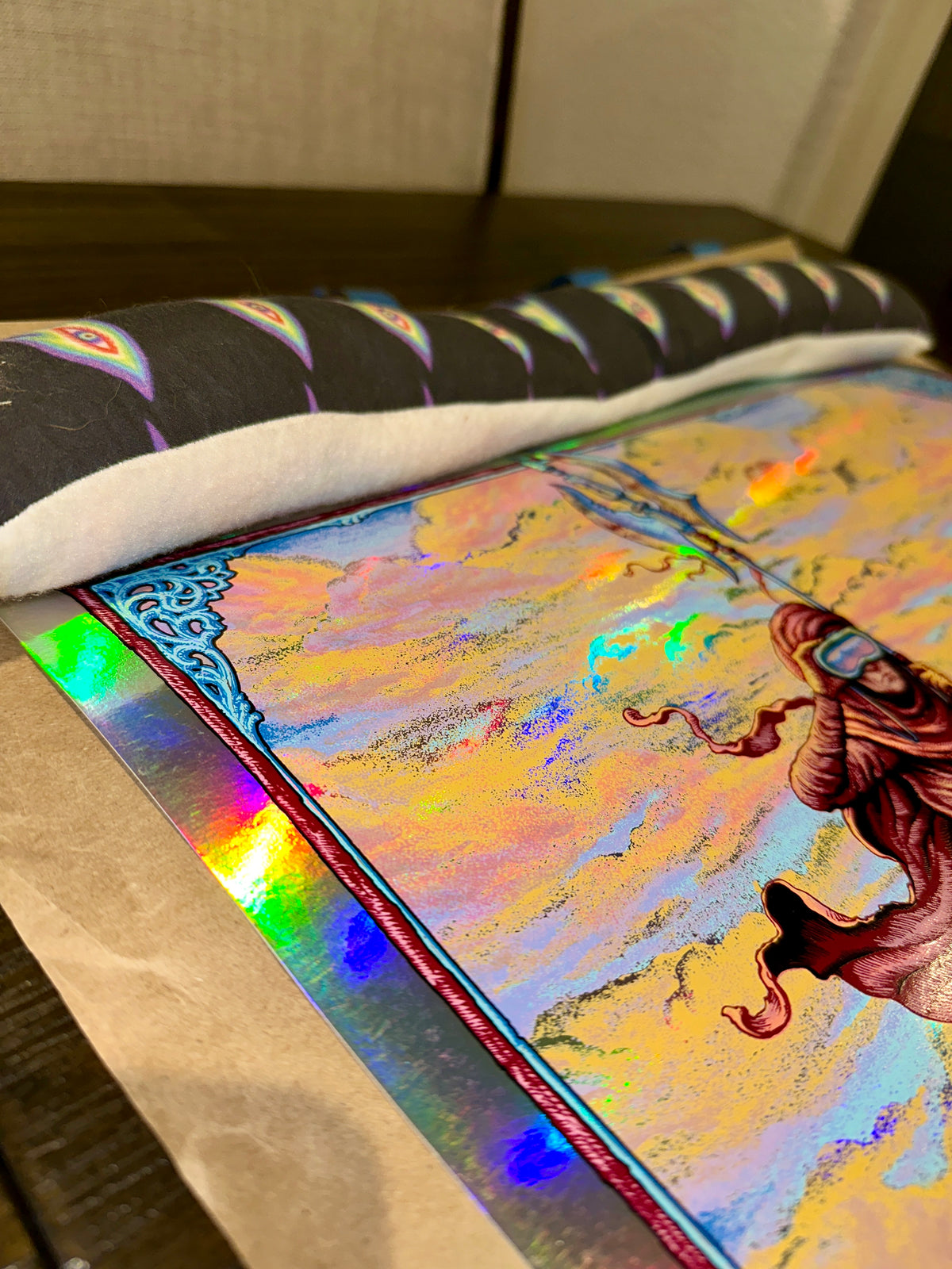 Primus 2017 Burlington Concert Poster Doodled Rainbow Foil Variant NC Winters Up Close Left Side Top Corner – Limited Collectibles