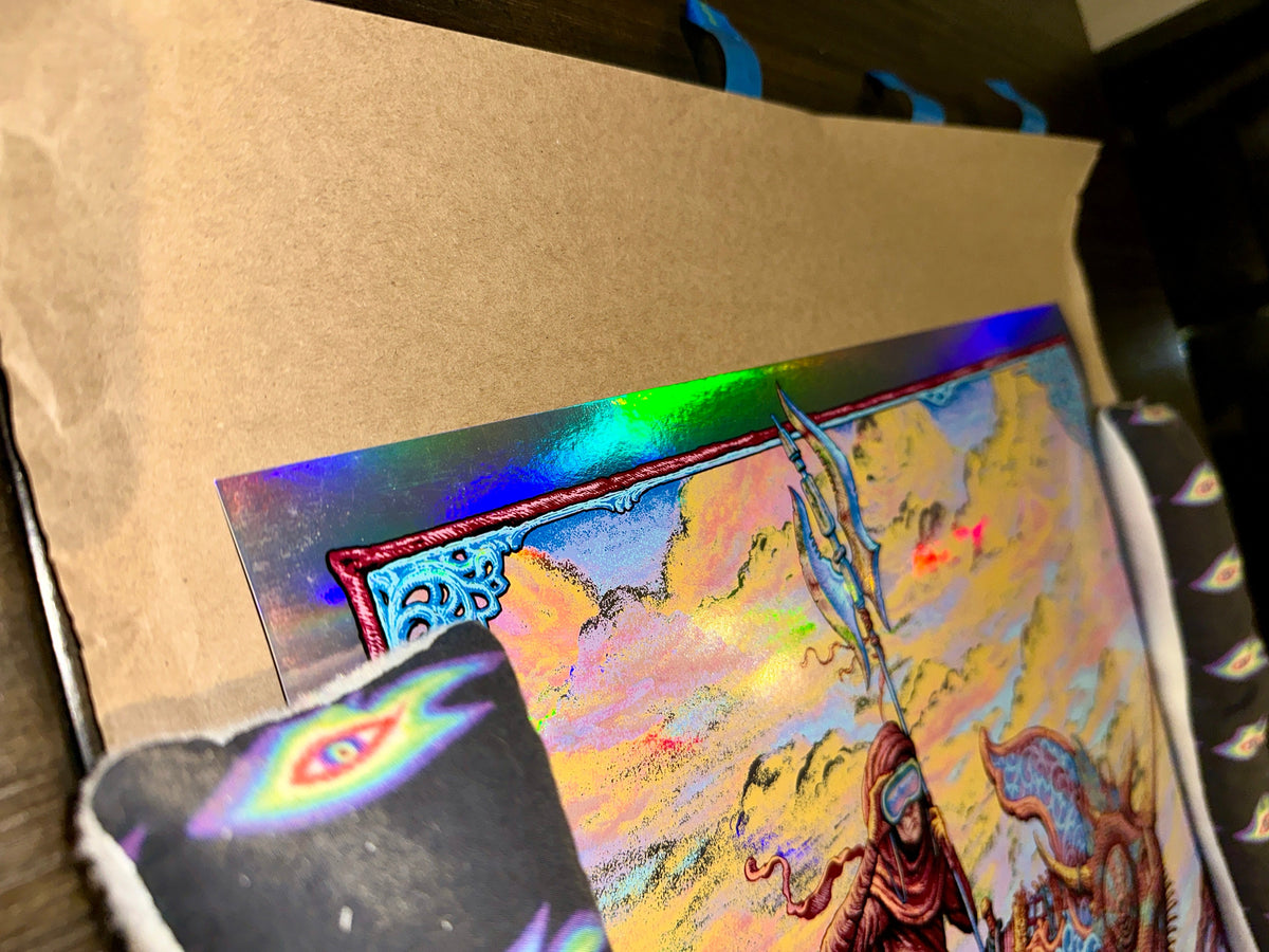 Primus 2017 Burlington Concert Poster Doodled Rainbow Foil Variant NC Winters Up Close Top Left – Limited Collectibles