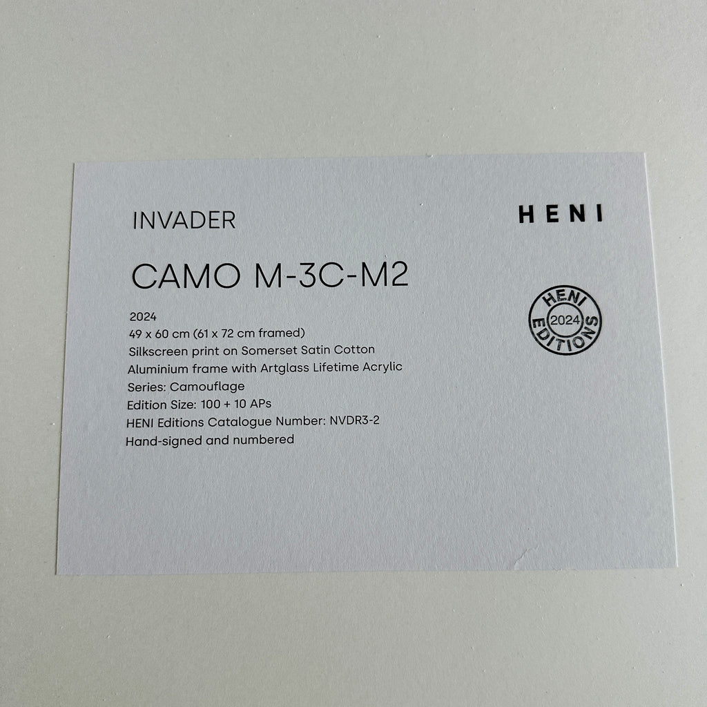 Invader Camo M3CM2 NVDR3-2 2024 Framed Camouflage Signed & Numbered Art Print Heni Editions Print Details