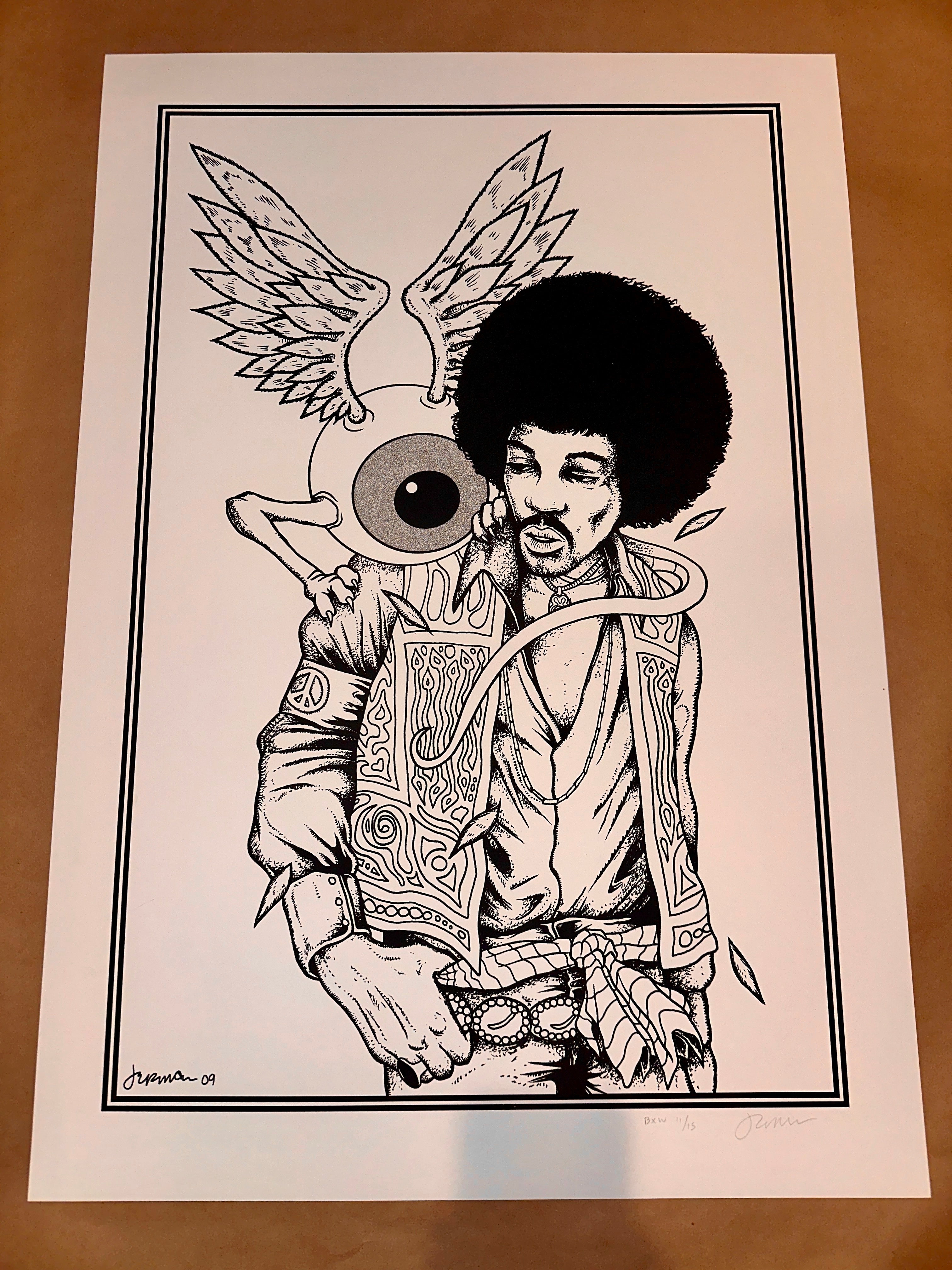 Jermaine Rogers - Gypsy Eye (Jimi Hendrix) Black & White Limited Edition Art Print - art_print – Limited Collectibles