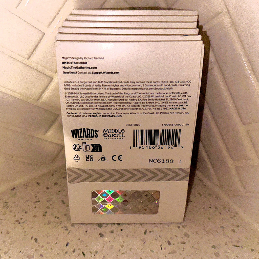 Magic The Gathering HOB The Hobbit Collector Booster Pack Rear UPC Barcode