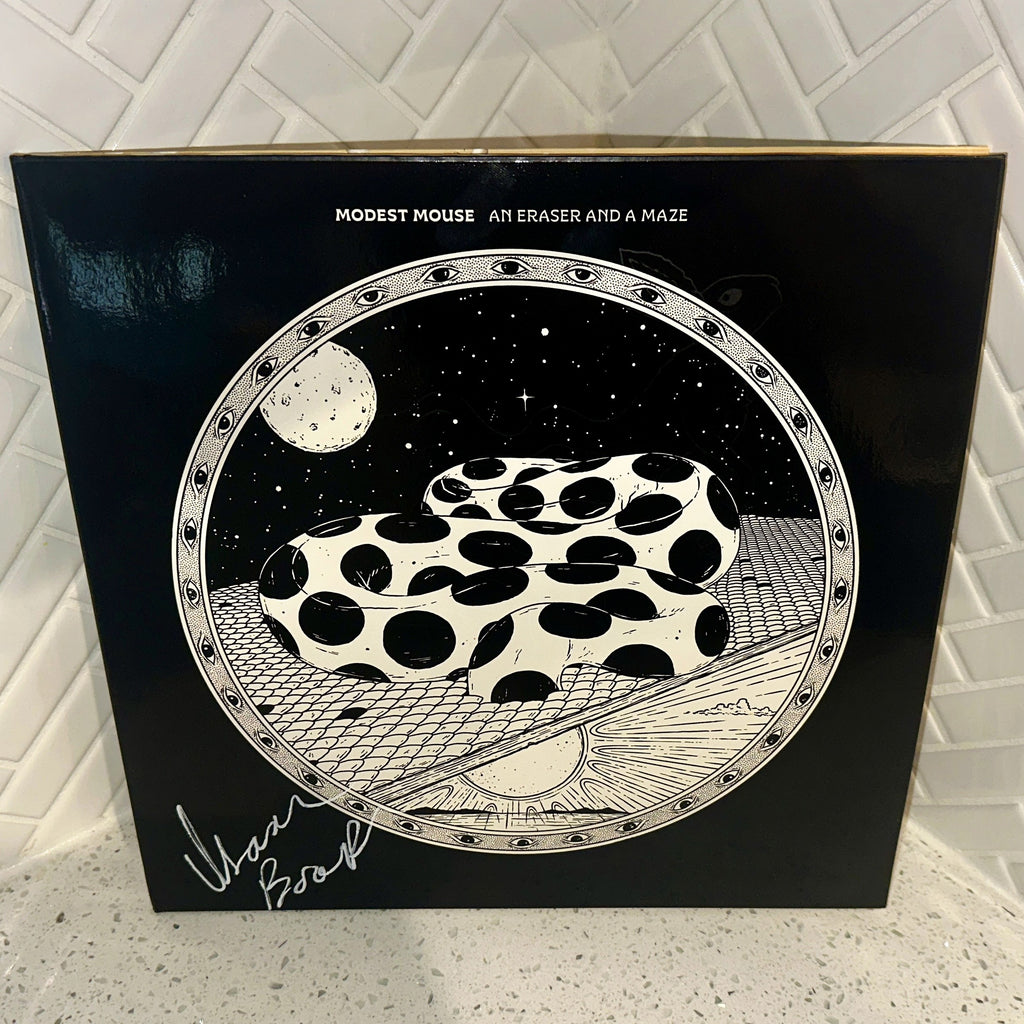 Modest Mouse An Eraser And A Maze 2LP Autographed Ocean Floor Vinyl Signed Cover Front Signature