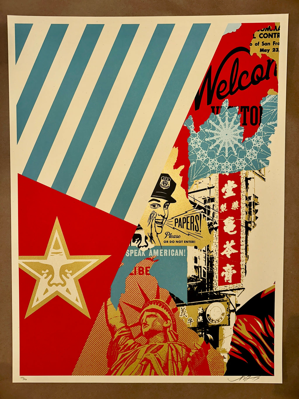 Shepard Fairey - Welcome Visitor Diptych - Signed & Numbered 2017 Screen Print Set