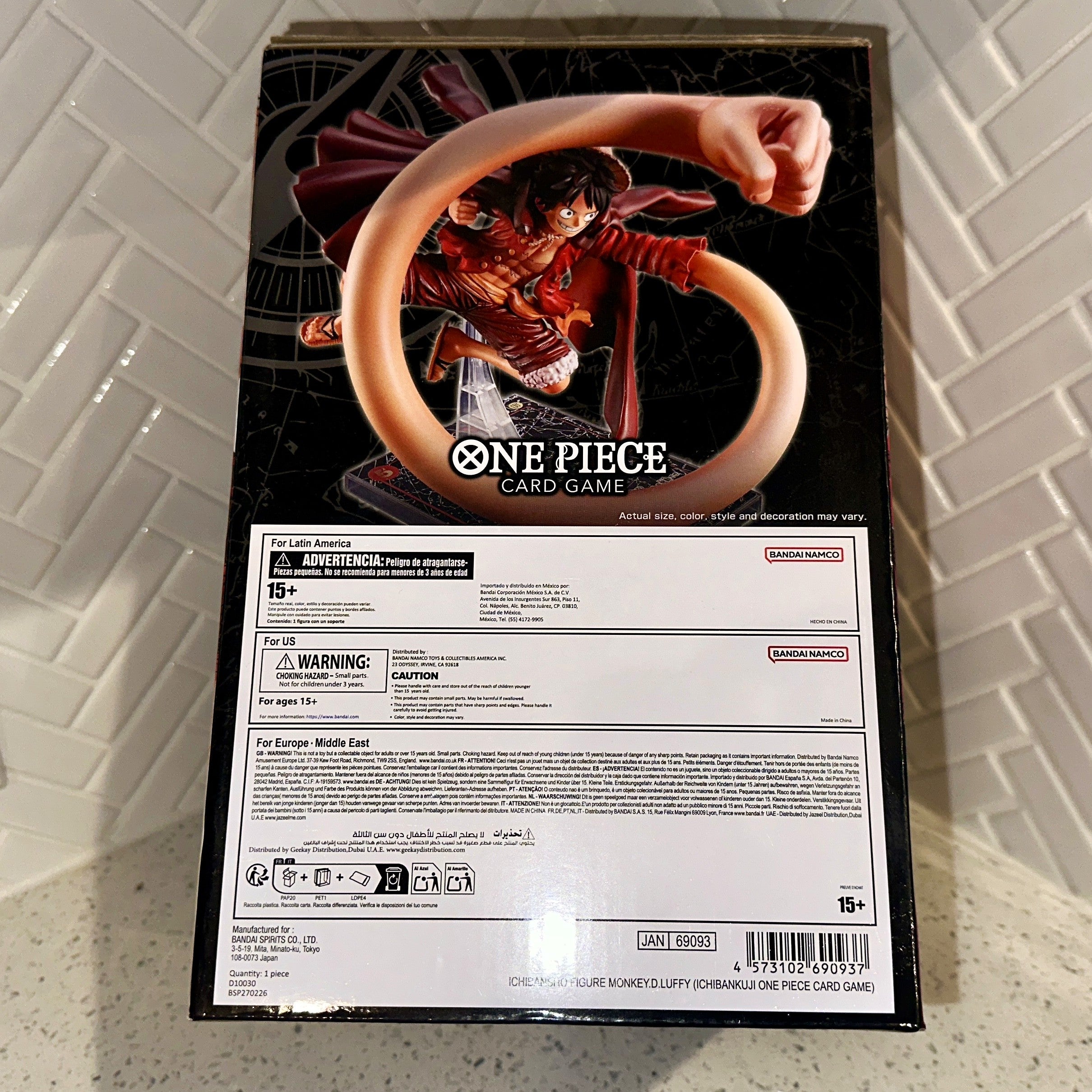 One Piece Card Game Monkey D. Luffy Ichibansho Collectible Figure Statue Rear UPC Barcode – Limited Collectibles