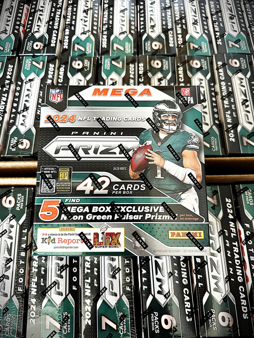 2024 Prizm Football ~ Mega Box (Neon Green Pulsar) - sports_cards