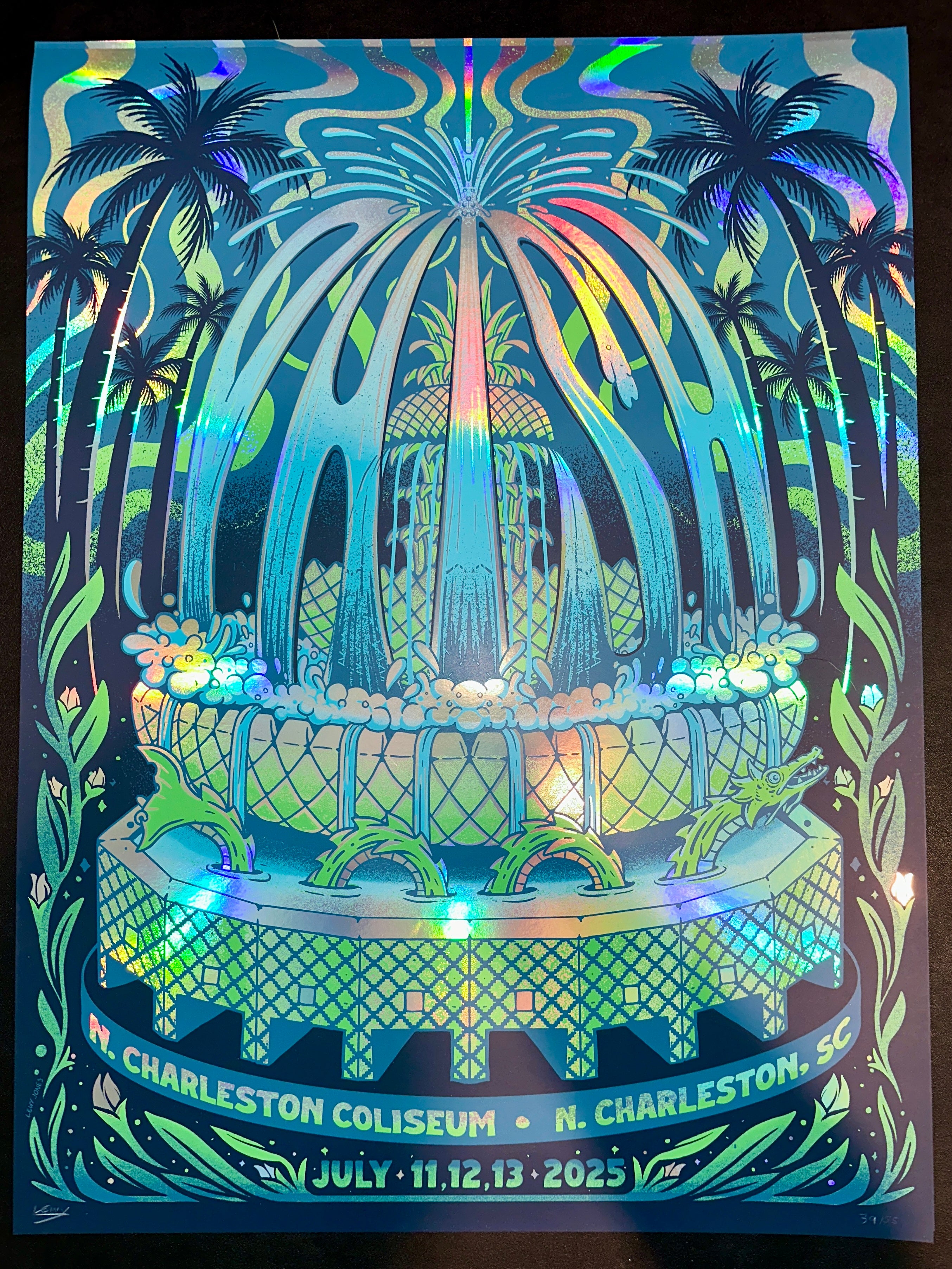 Phish Charleston 2025 Limited Artist Edition Foil Variant Poster Lewy Jones Front – Limited Collectibles