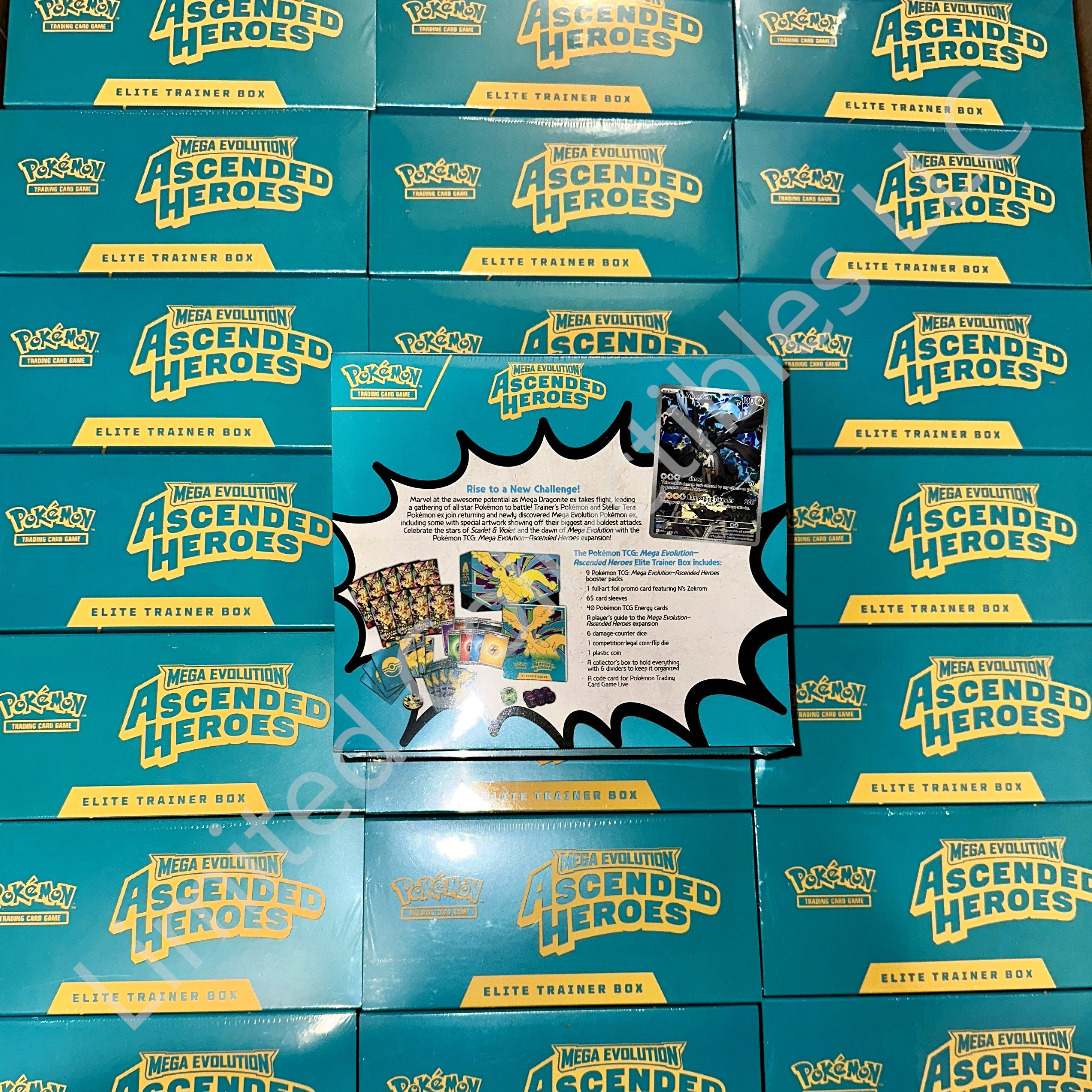 Pokémon TCG : Mega Evolution – Elite Trainer Box Ascended Heroes – 9 Boosters + Promo Zekrom – Cadeau Fan