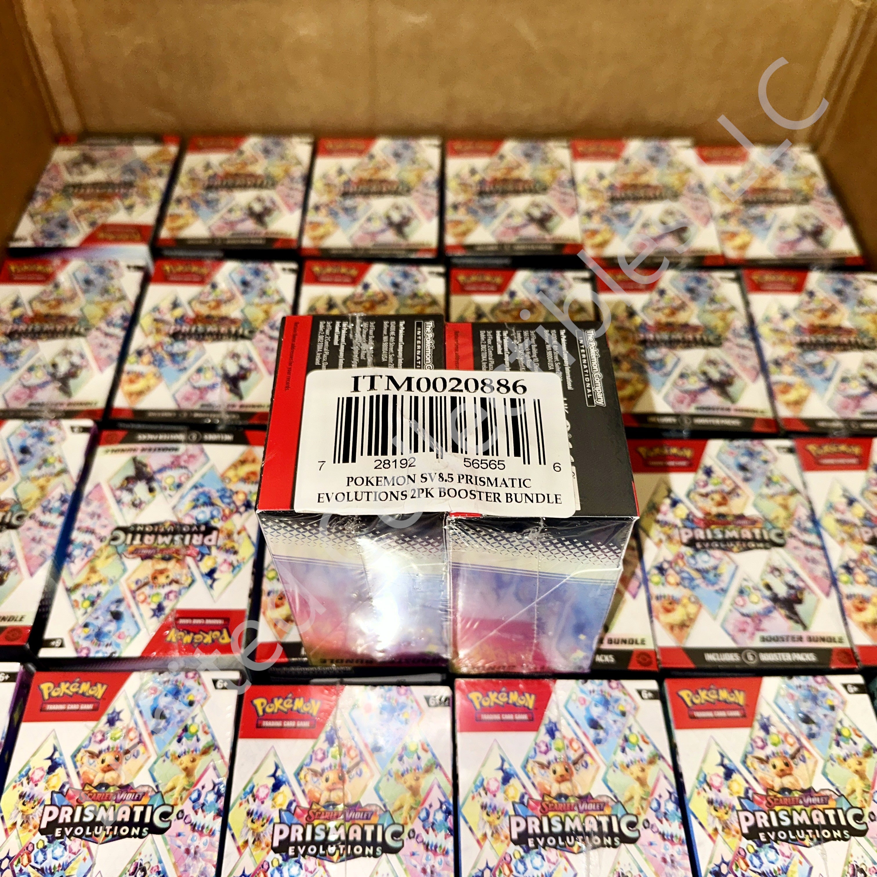 Pokemon TCG Scarlet & Violet Prismatic Evolutions Booster Bundle Box (2-Pack) Shipment Bottom UPC Barcode – Limited Collectibles
