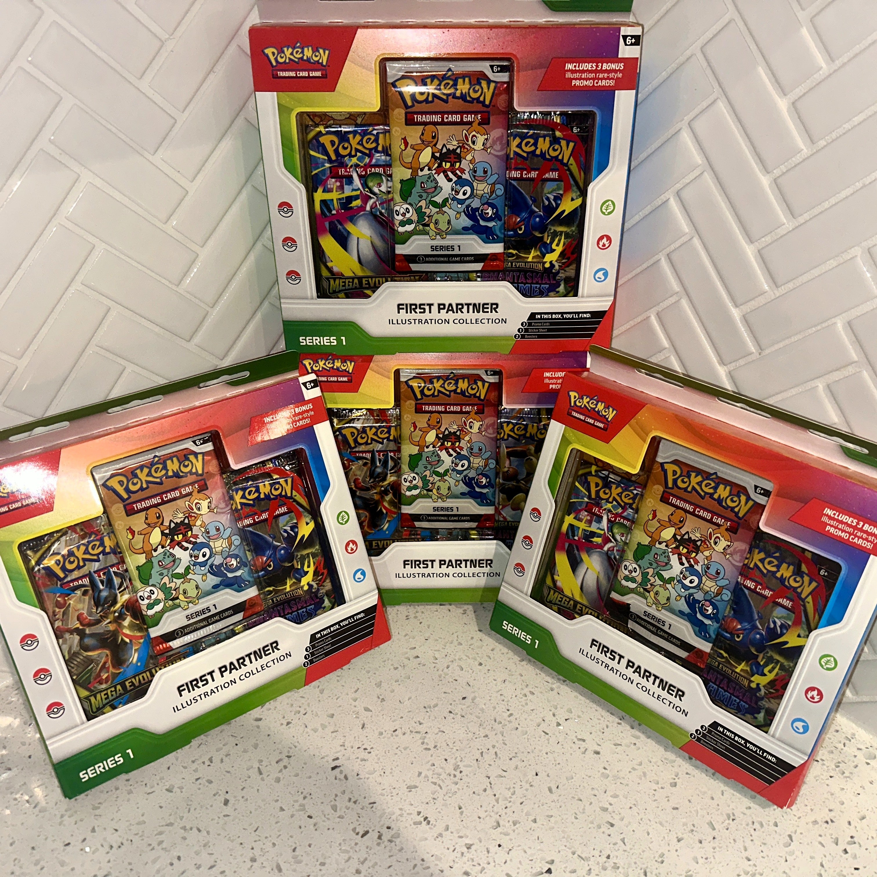 Pokémon TCG First Partner Illustration Collection Box Series 1 Lots of 4 Front – Limited Collectibles