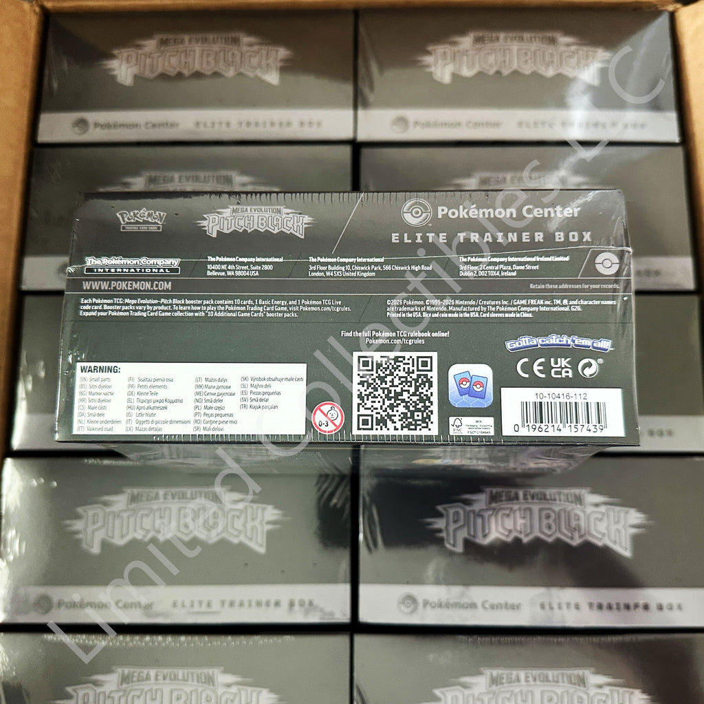 Pokemon TCG ME05 Pitch Black Elite Trainer Box ETB Pokemon Center Exclusive Bottom UPC Barcode