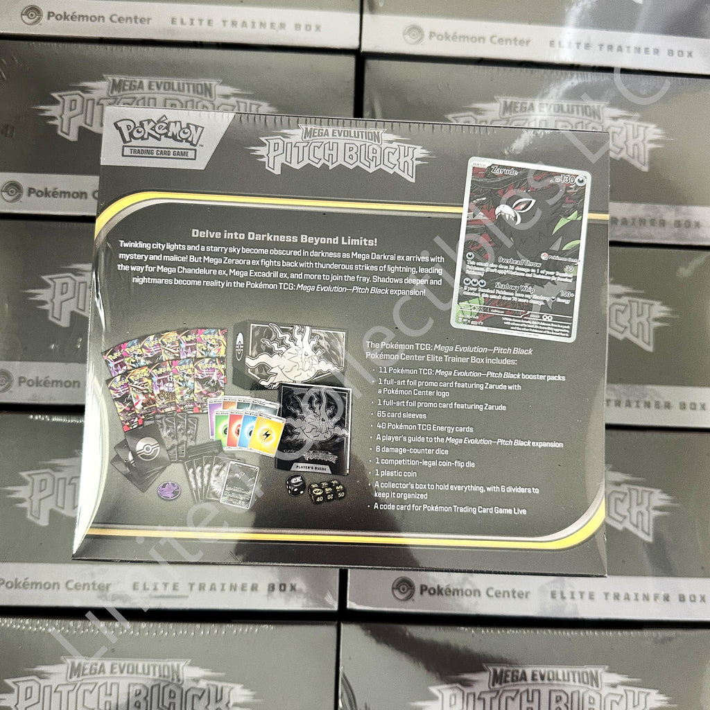 Pokemon TCG ME05 Pitch Black Elite Trainer Box ETB Pokemon Center Exclusive Rear