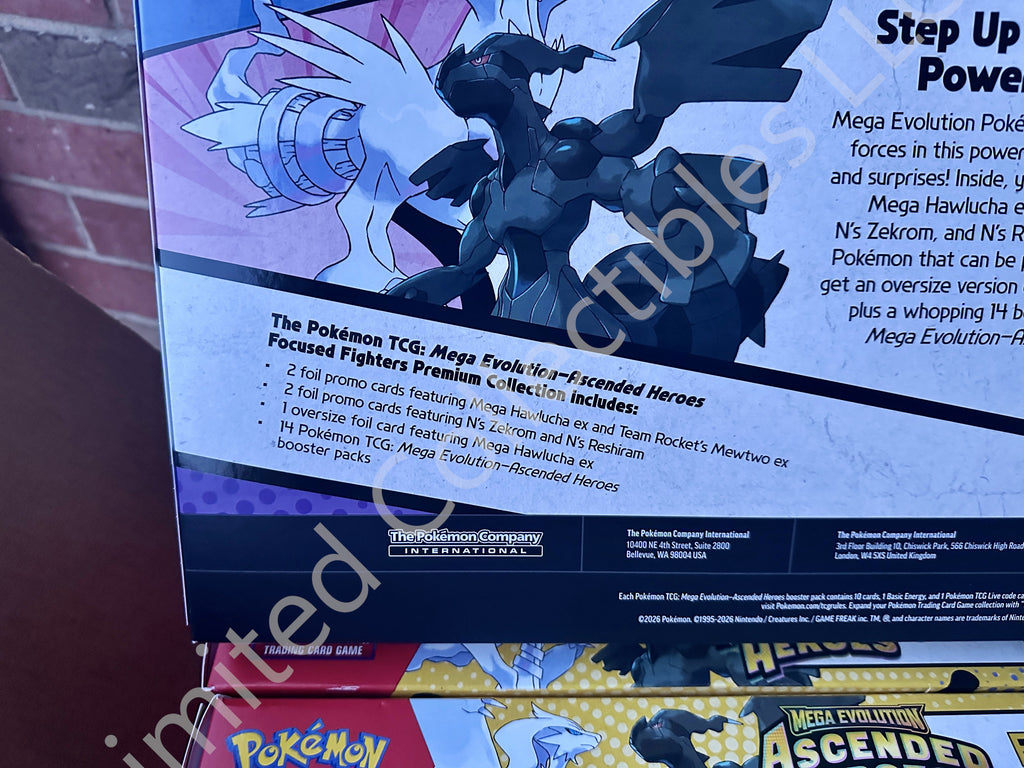 Pokemon TCG ME2.5 Ascended Heroes Focused Fighters Premium Collection Box Contents