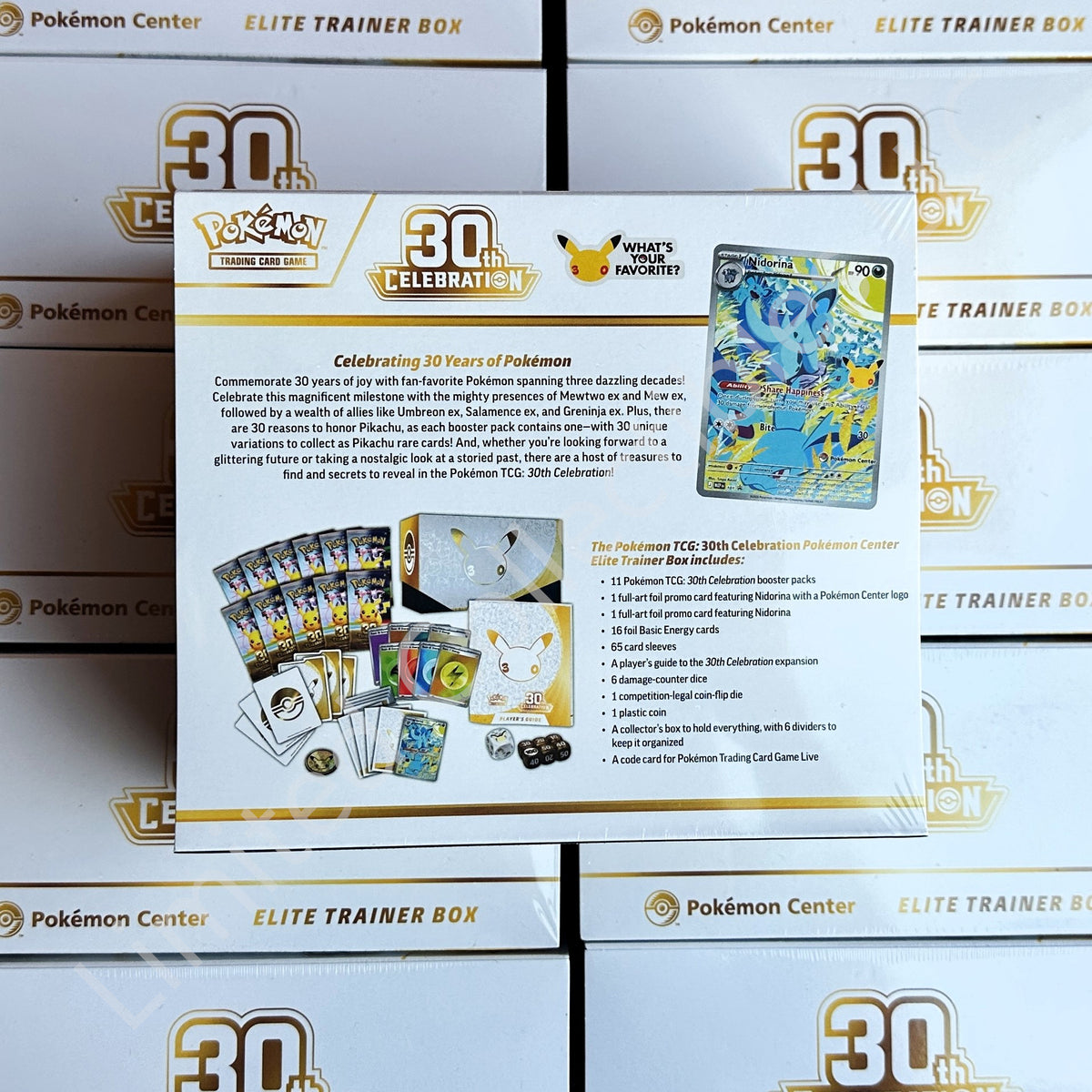 Pokemon TCG ME 30th Celebration Elite Trainer Box ETB Pokemon Center Exclusive Shipment Rear – Limited Collectibles