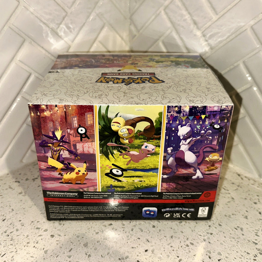Pokemon TCG Mega Evolution 30th Celebration Mini Tin Collection Display Rear