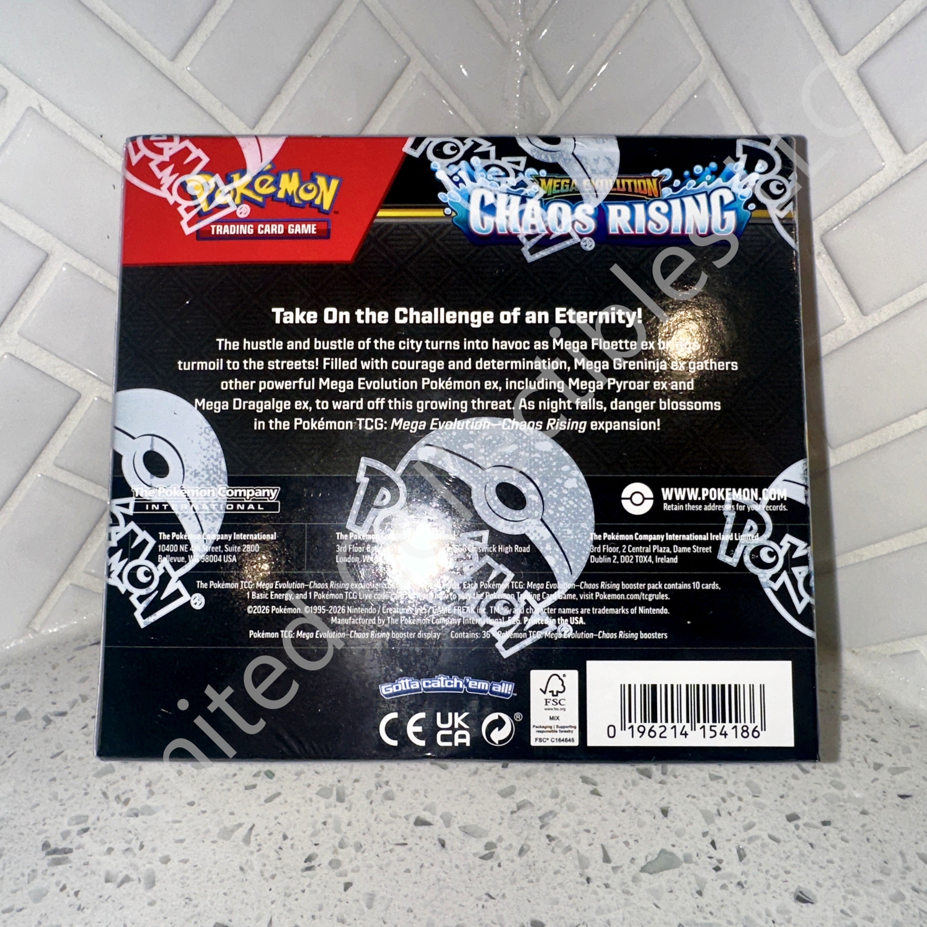 Pokémon TCG Mega Evolution ME04 Chaos Rising Booster Display Box Rear – Limited Collectibles