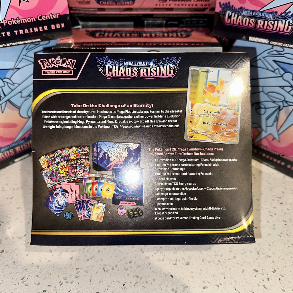 Pokemon TCG Mega Evolution ME04 Chaos Rising Pokemon Center ETB Scratch n Dent Rear