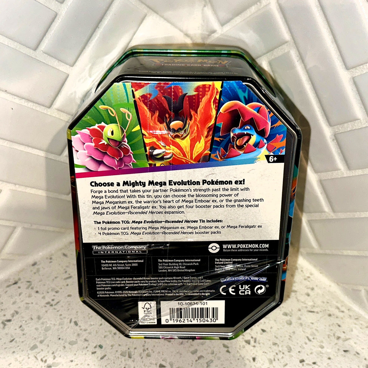 Pokemon TCG Mega Evolution ME2.5 Ascended Heroes Random Tin 1 Lot Rear UPC Barcode – Limited Collectibles