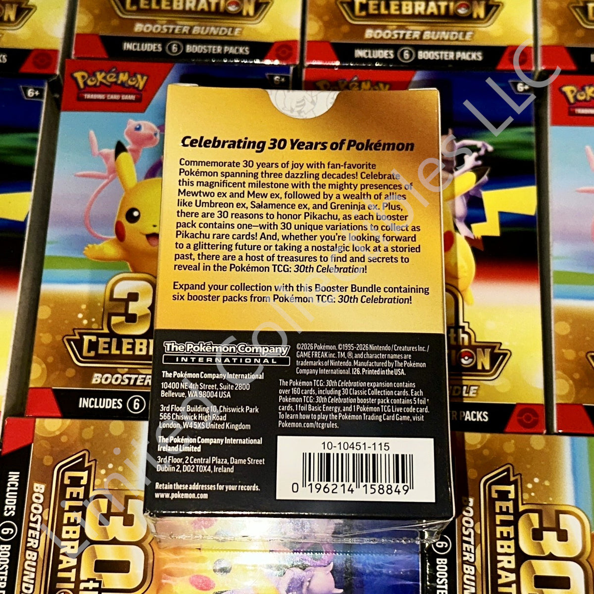 Pokemon TCG Mega Evolution ME 30th Celebration Booster Bundle Box Rear UPC Barcode – Limited Collectibles