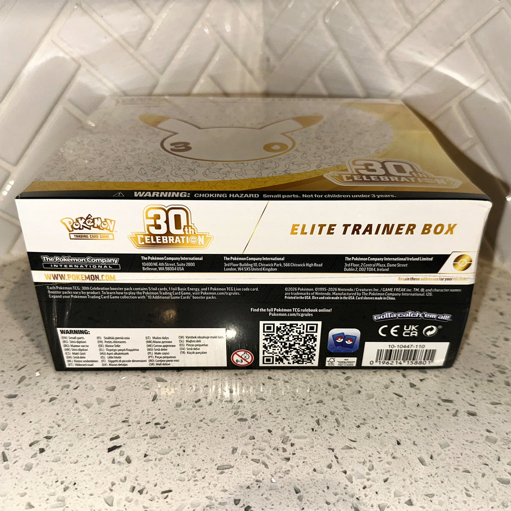 Pokemon TCG Mega Evolution ME 30th Celebration Elite Trainer Box Retail ETB Bottom UPC Barcode