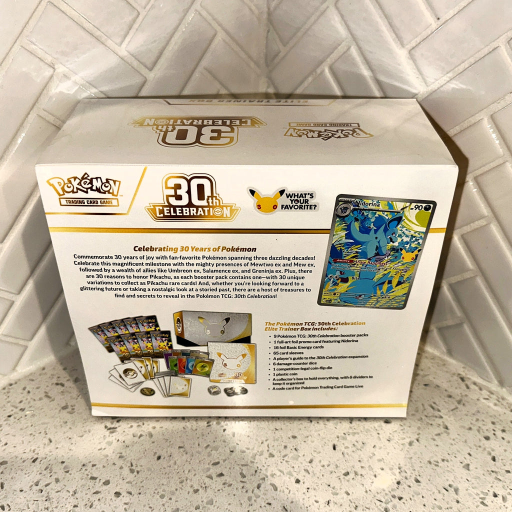 Pokemon TCG Mega Evolution ME 30th Celebration Elite Trainer Box Retail ETB Rear
