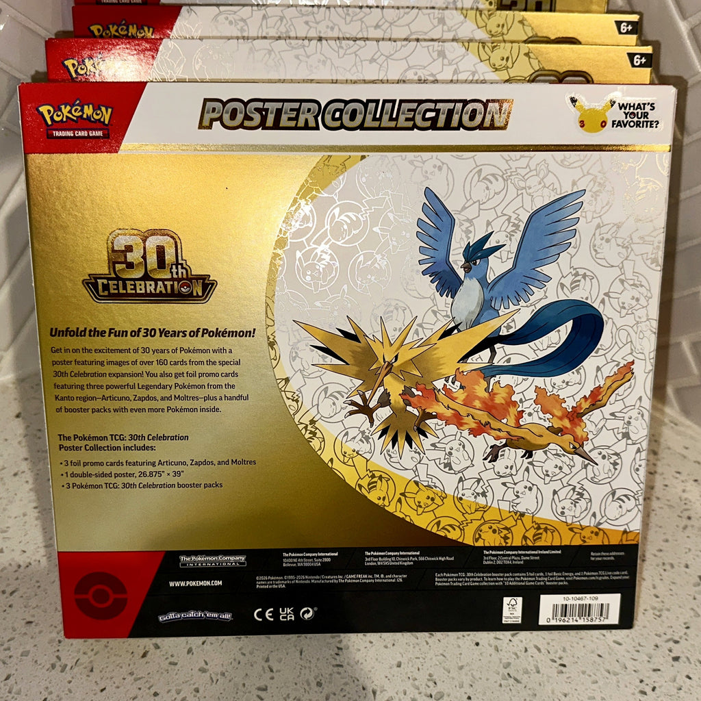 Pokémon TCG: Mega Evolution ME 30th Celebration ex Tin Rear UPC Barcode