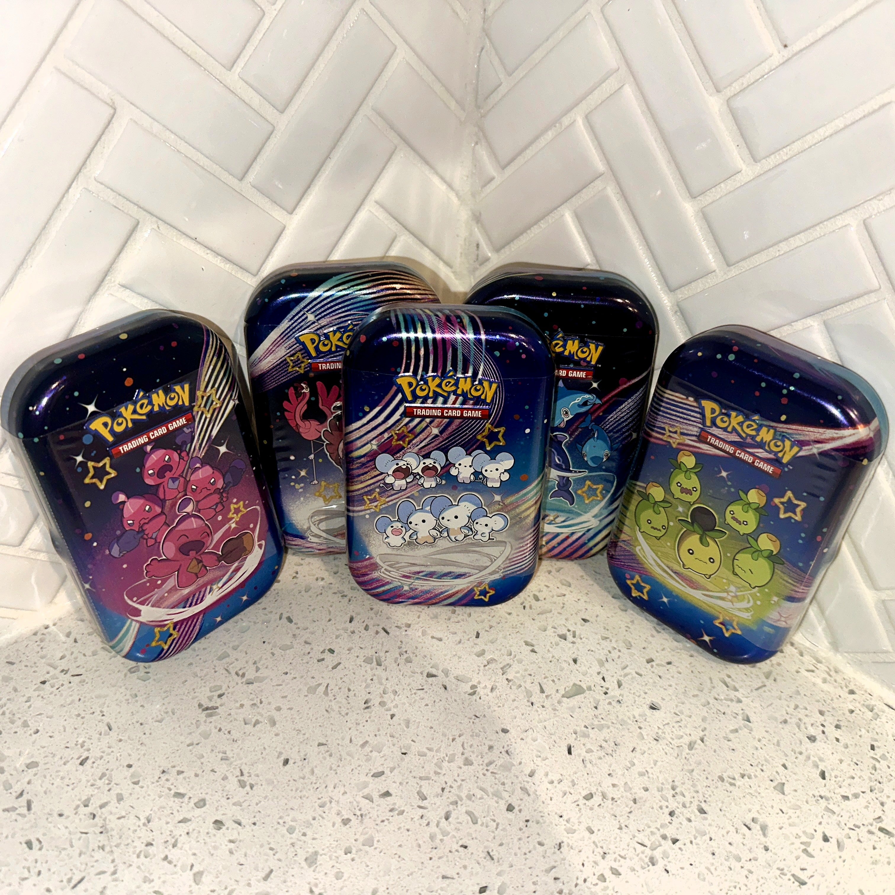 Pokemon TCG Scarlet & Violet Paldean Fates Mini Tin Set of 5 Front – Limited Collectibles