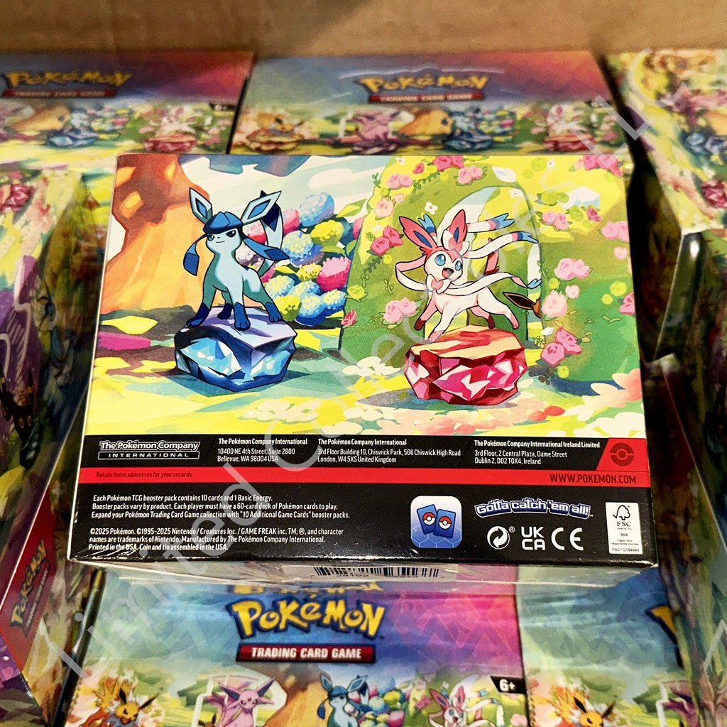 Pokémon TCG Scarlet Violet Prismatic Evolutions Randomly Select Mini Tin Display Rear