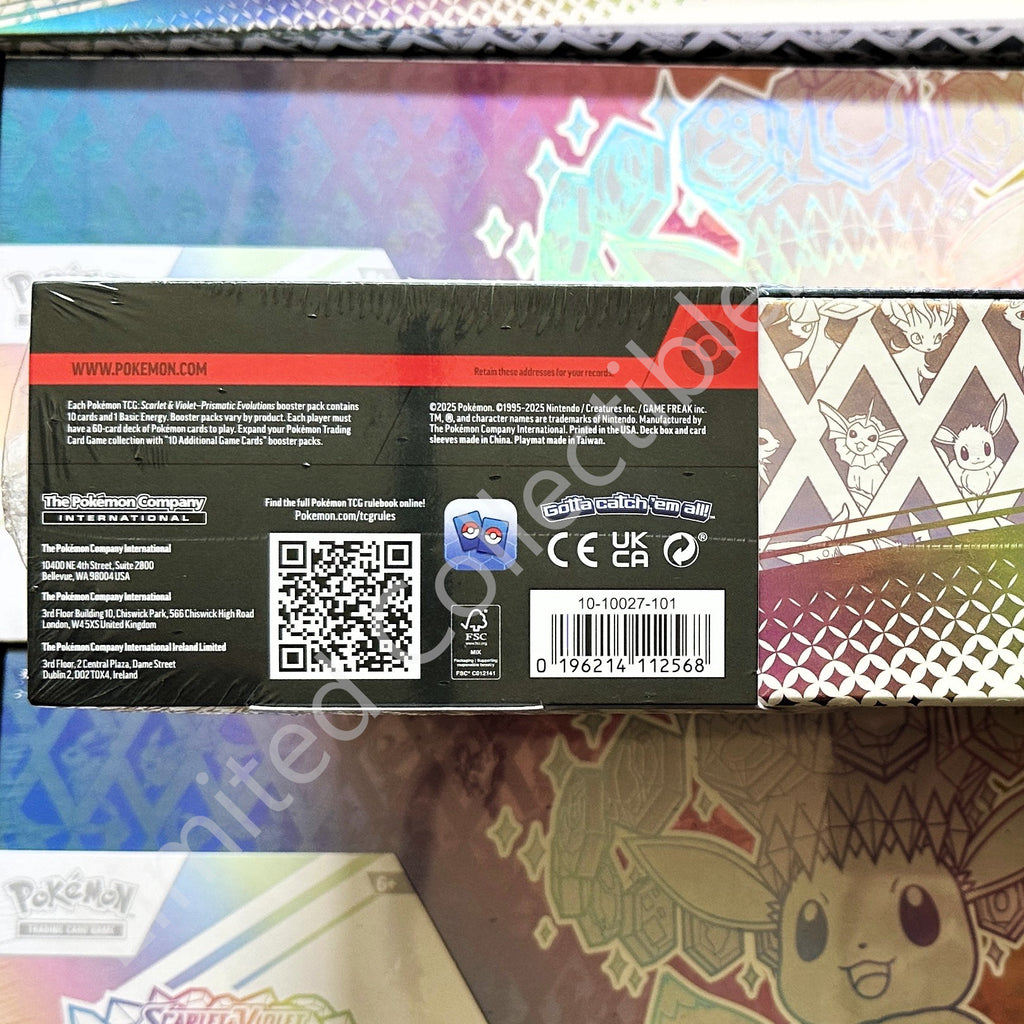 Pokémon TCG Scarlet & Violet Prismatic Evolutions Super Premium Collection Box Bottom UPC Barcode