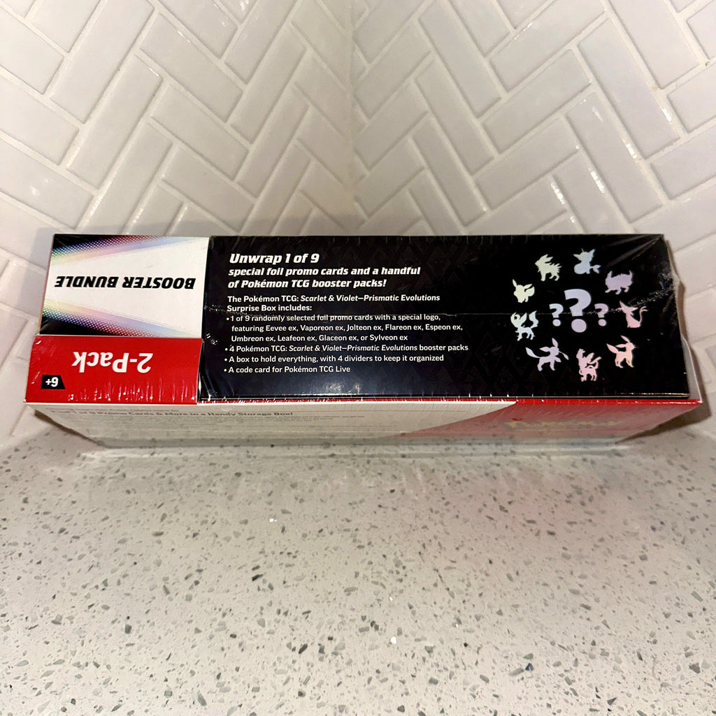 Pokémon TCG Scarlet Violet Prismatic Evolutions Surprise Box Booster Bundle Rear