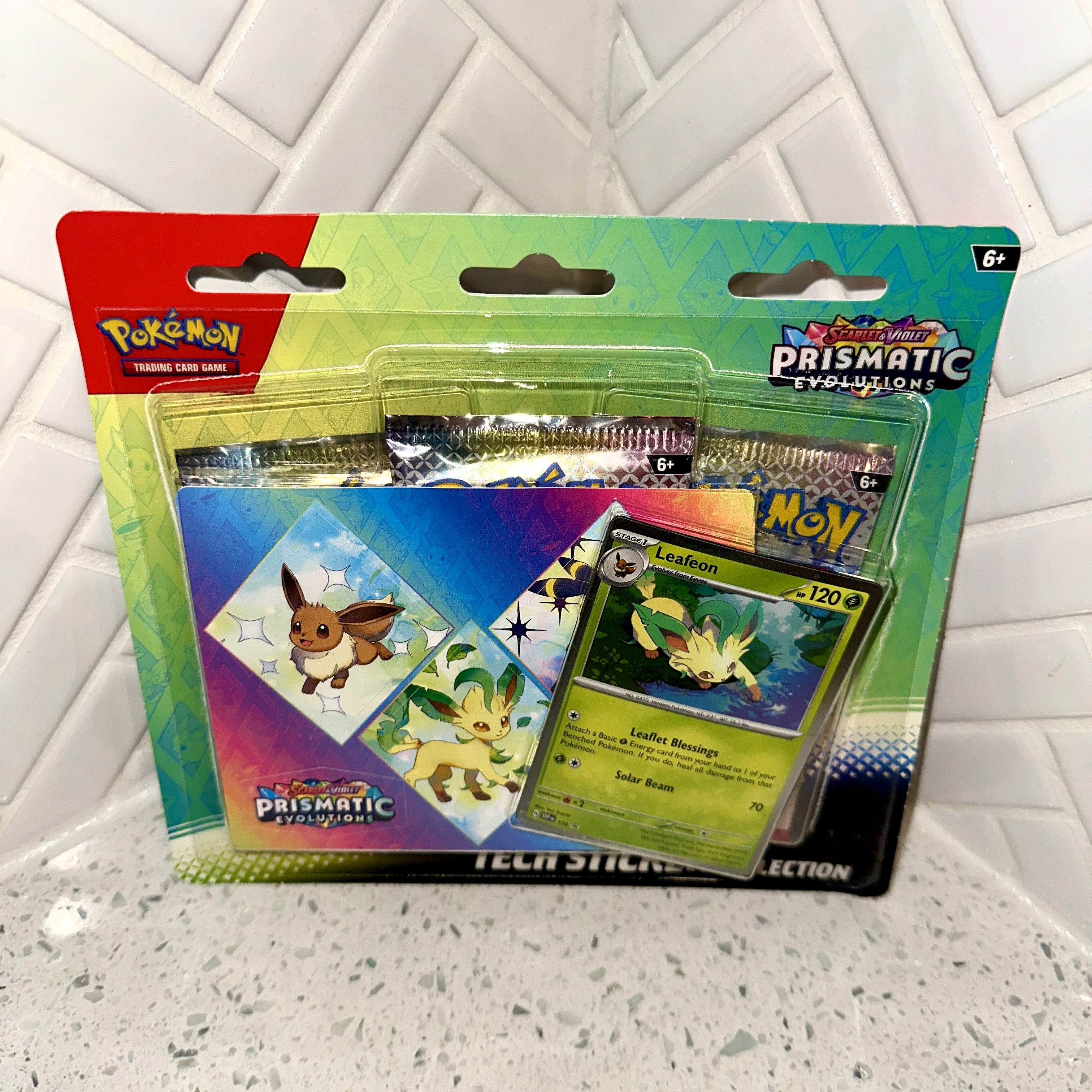 Pokémon TCG Scarlet Violet Prismatic Evolutions Tech Sticker Collection Leafeon Front – Limited Collectibles