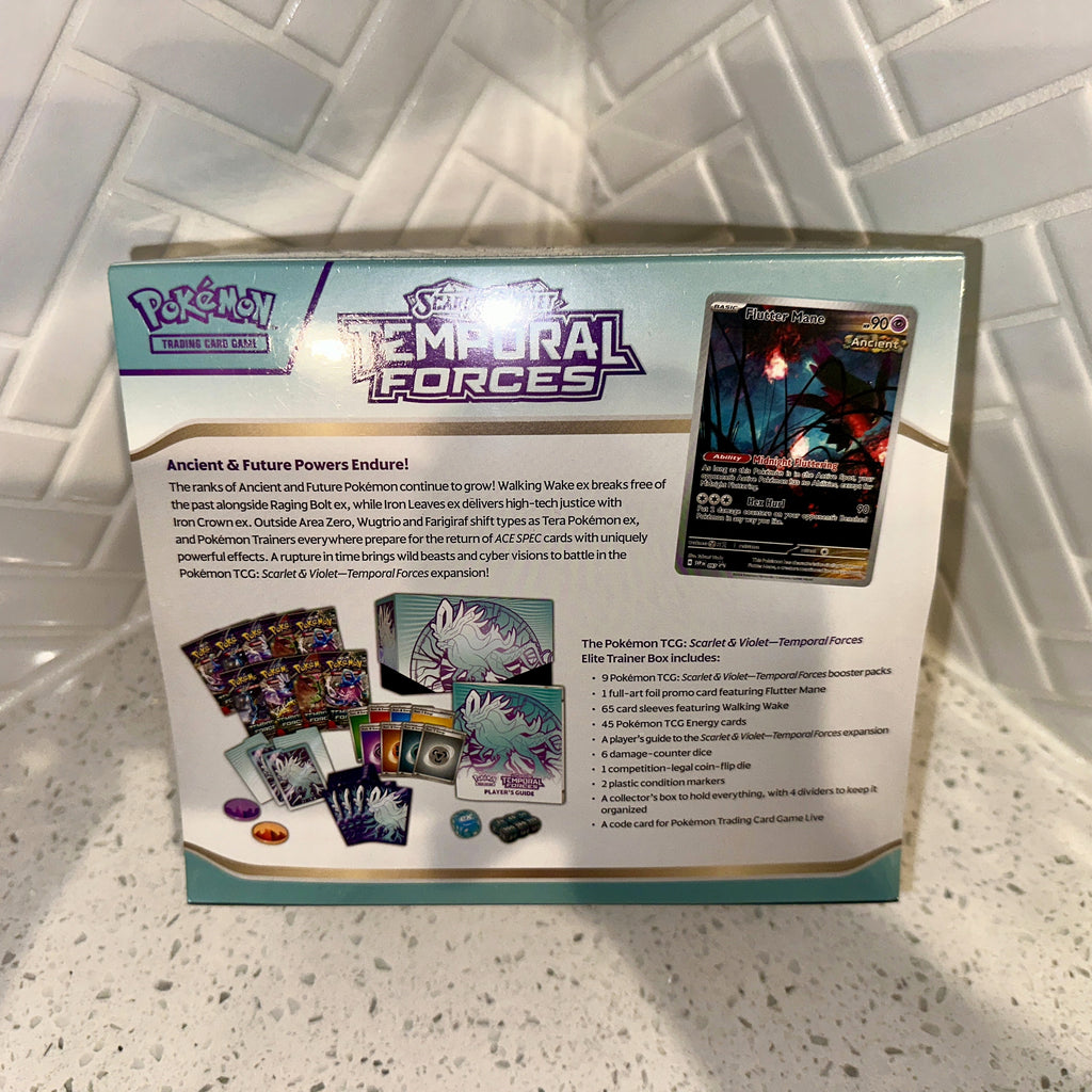 Pokémon TCG Scarlet & Violet Temporal Forces Walking Wake Elite Trainer Box ETB Rear