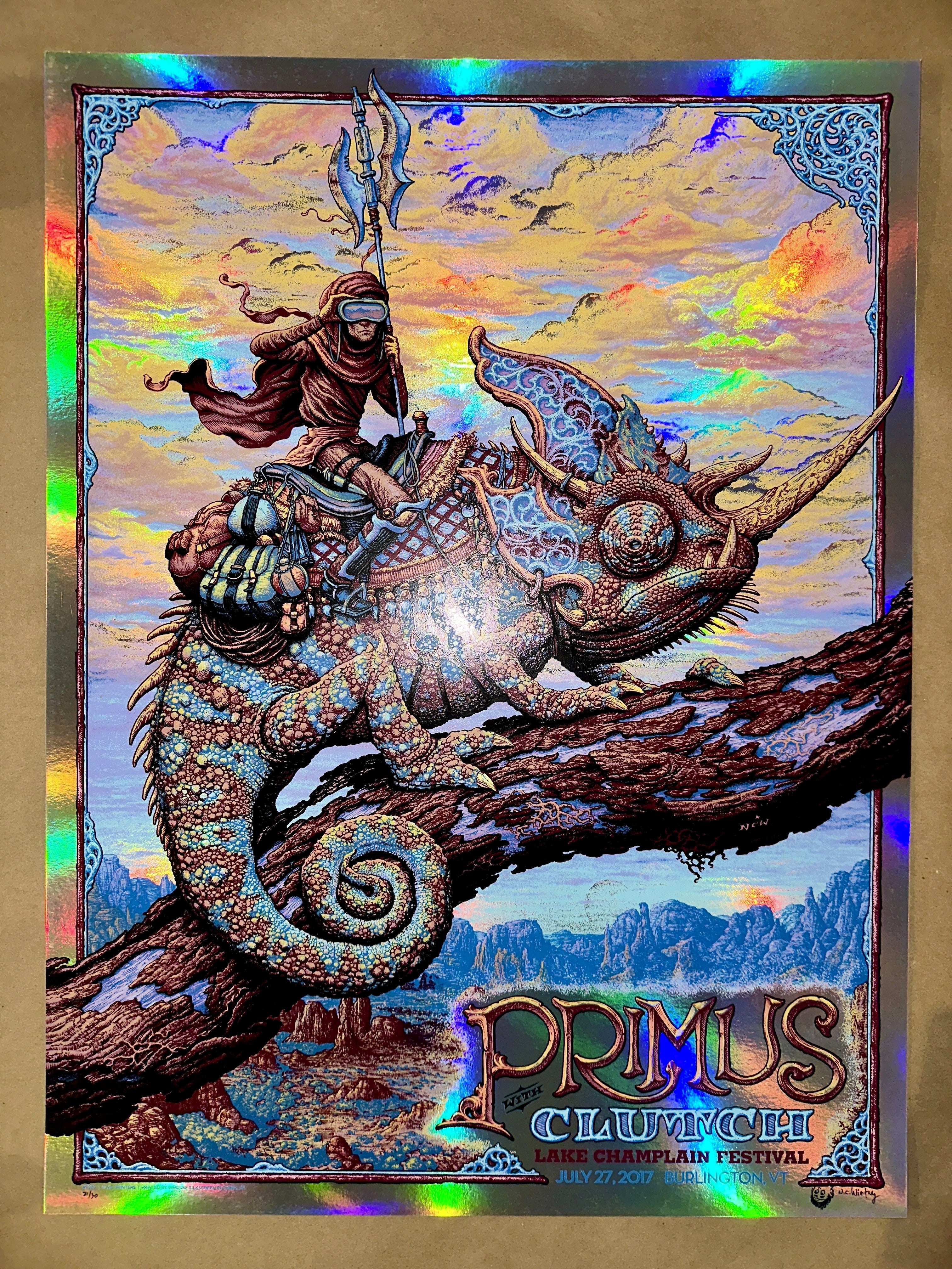 Primus 2017 Burlington Concert Poster - Doodled Rainbow Foil Variant - NC Winters - art_print – Limited Collectibles