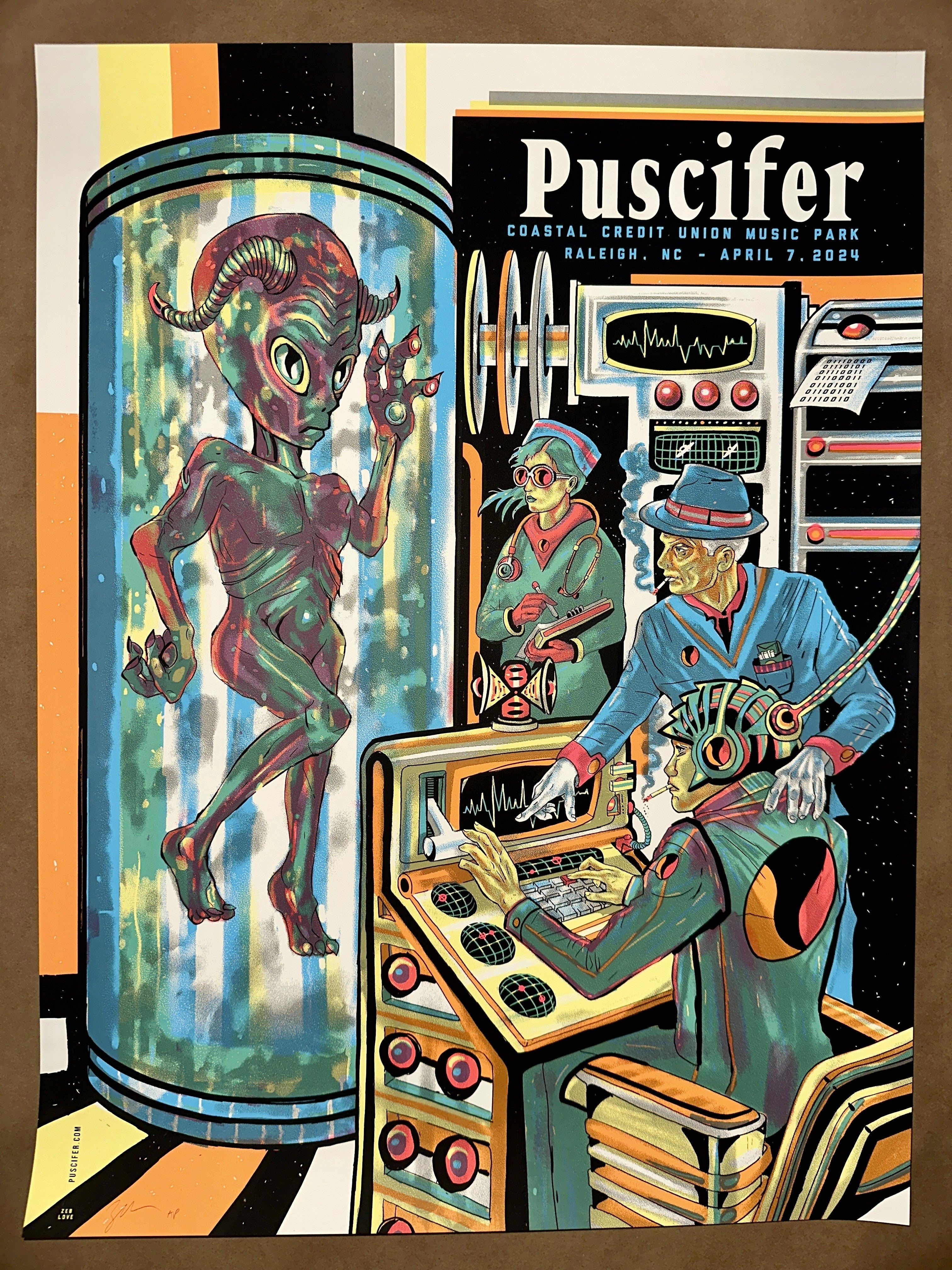Puscifer 2024 Raleigh Limited Edition Concert Poster - Zeb Love - art_print – Limited Collectibles