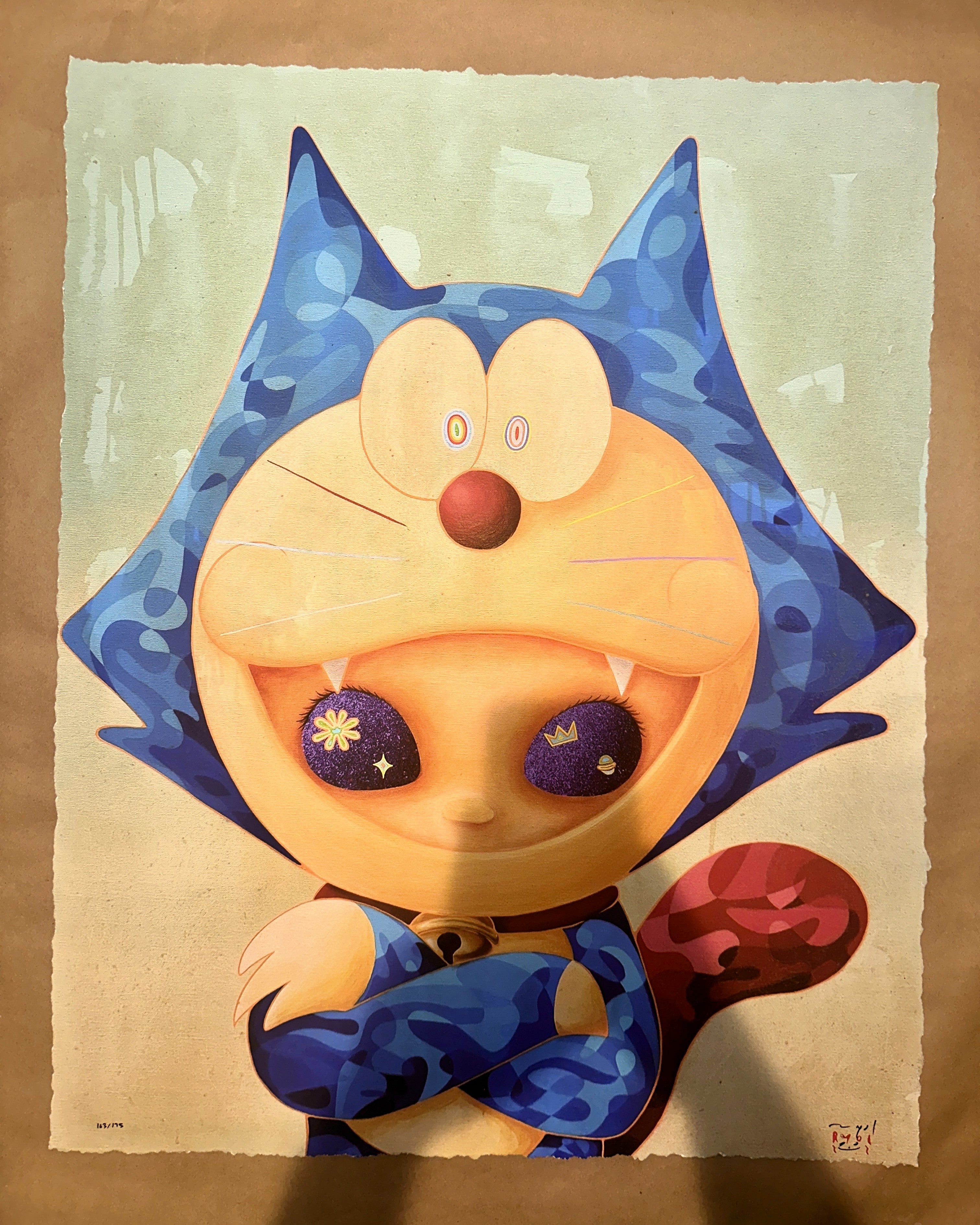 Ryy Laksamana (RYOL) Doraemon on Felix Silhouette Signed & Numbered Screen Print – Limited Collectibles