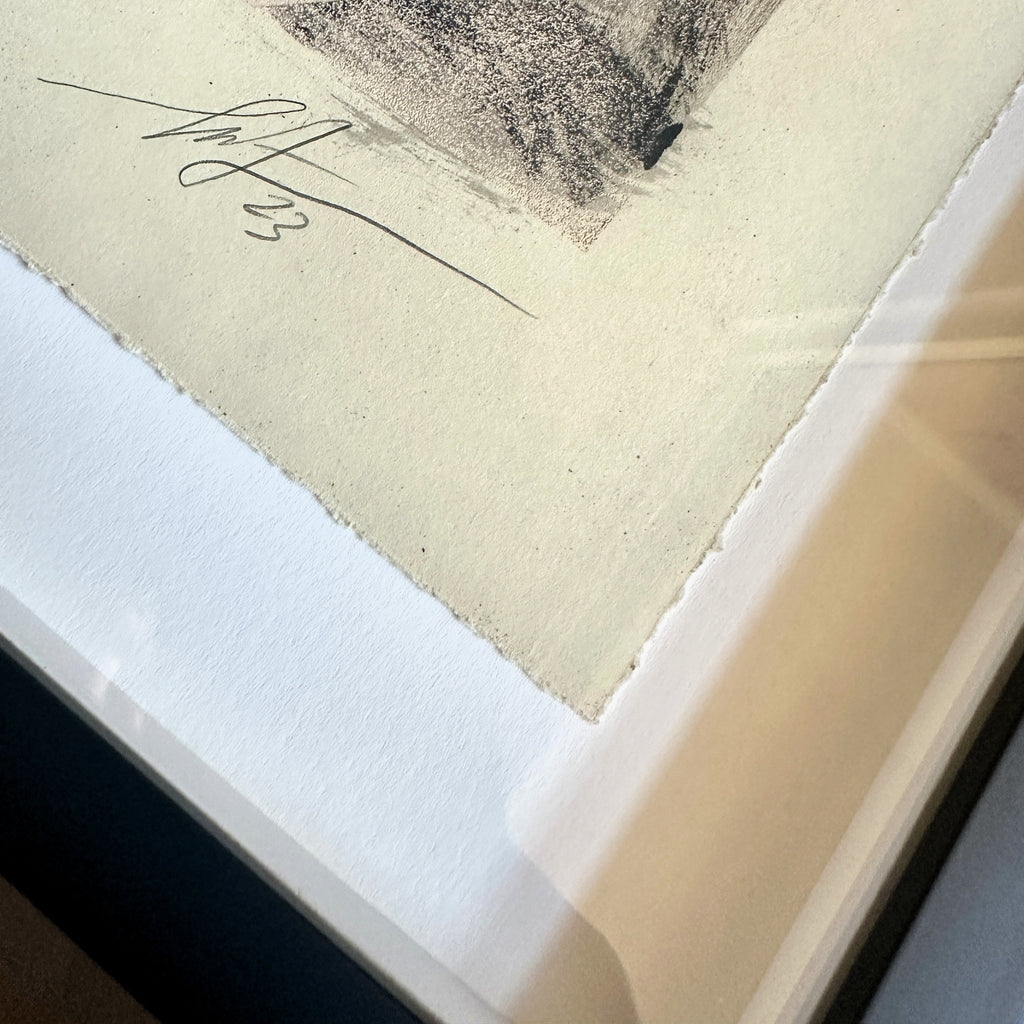 Shepard Fairey AR-15 Lily Unique 11 Signed Mixed Media Mono-Engraving on Paper Corner 1 Signature