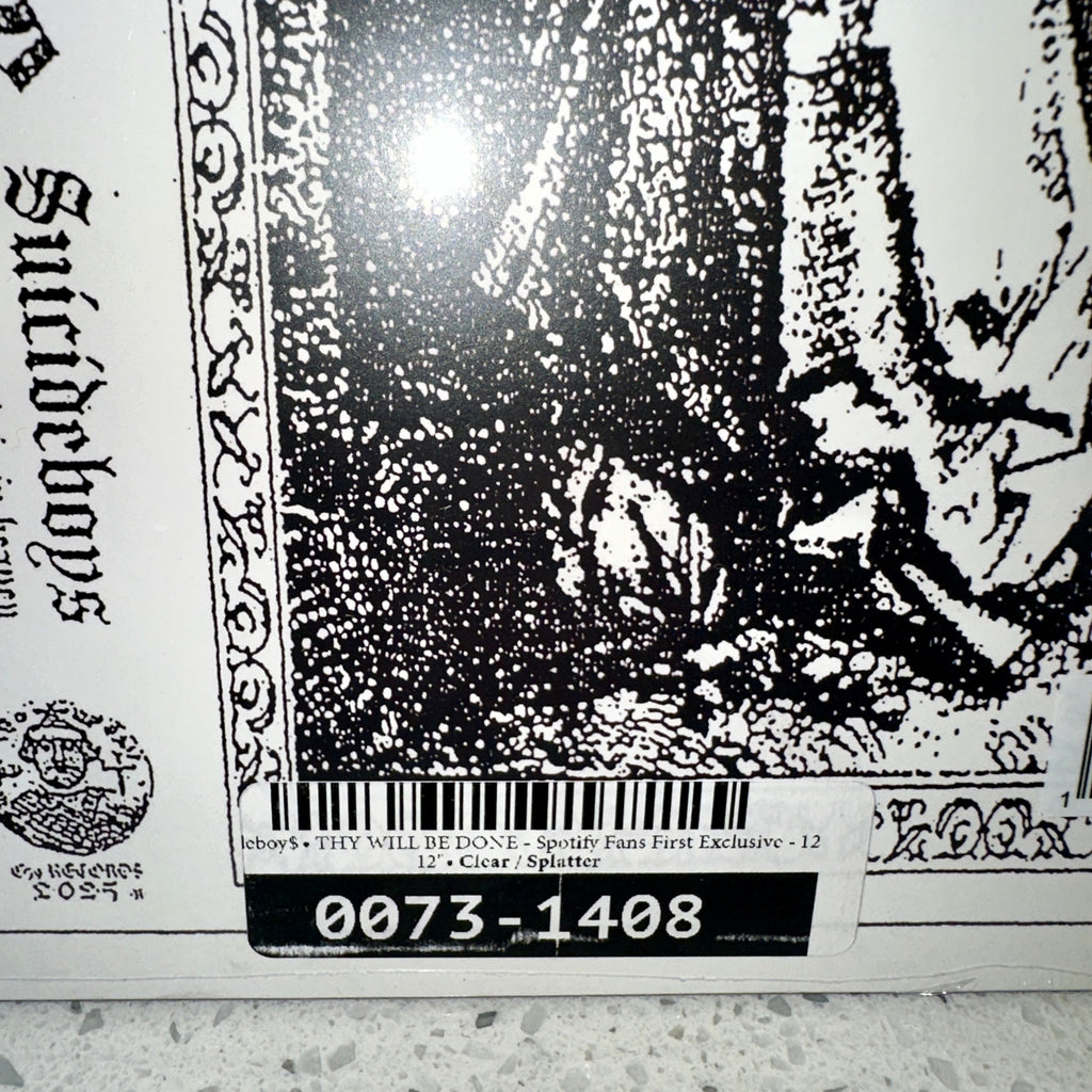 SuicideBoys - Thy Will Be Done LP Spotify First Red Blood Splatter Vinyl Record UPC Barcode